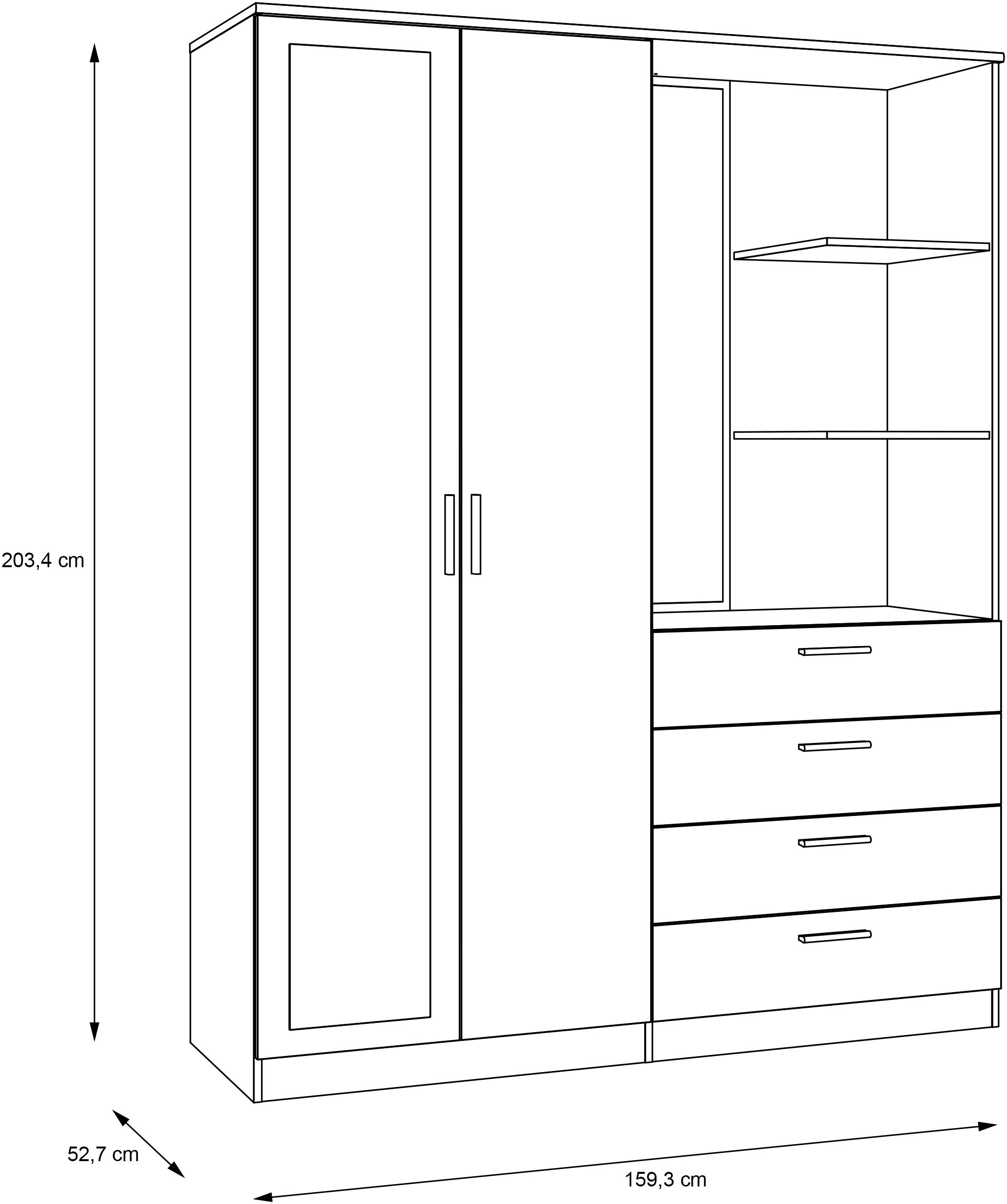 FORTE Kompaktgarderobe, B/H/T 159,3/203,4/52,7 cm, Stauraumwunder