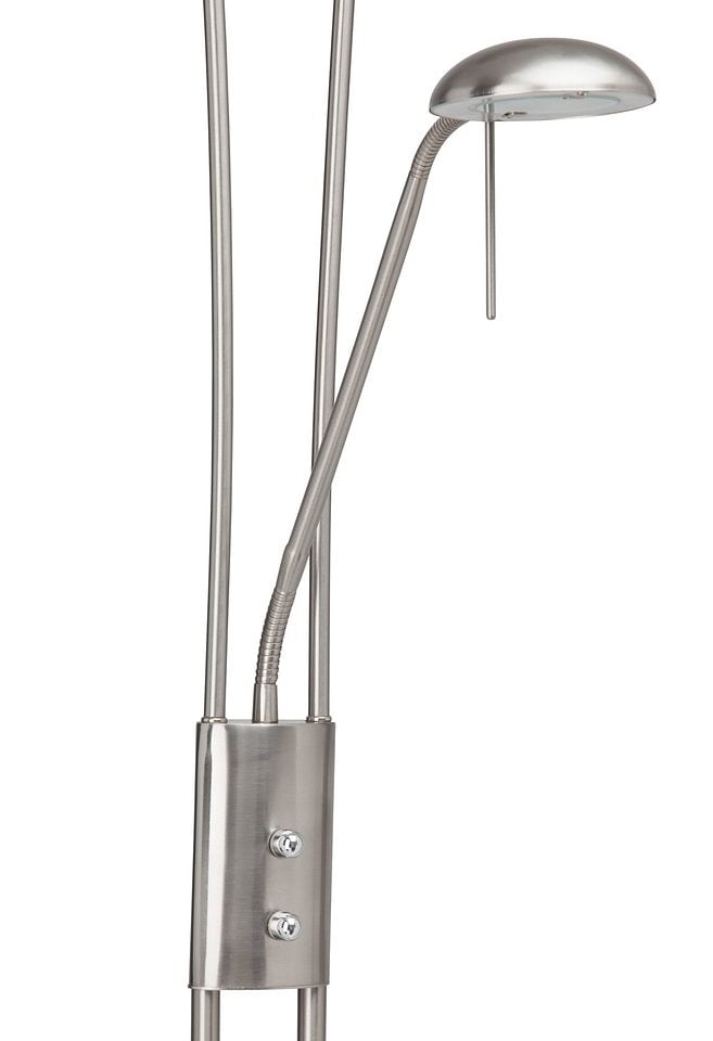 Brilliant LED Deckenfluter »Finn«, 2 flammig-flammig, Lesearm, H 179 cm, dimmbar, 2500 lm, warmweiß, Metall/Glas, eisen/weiß