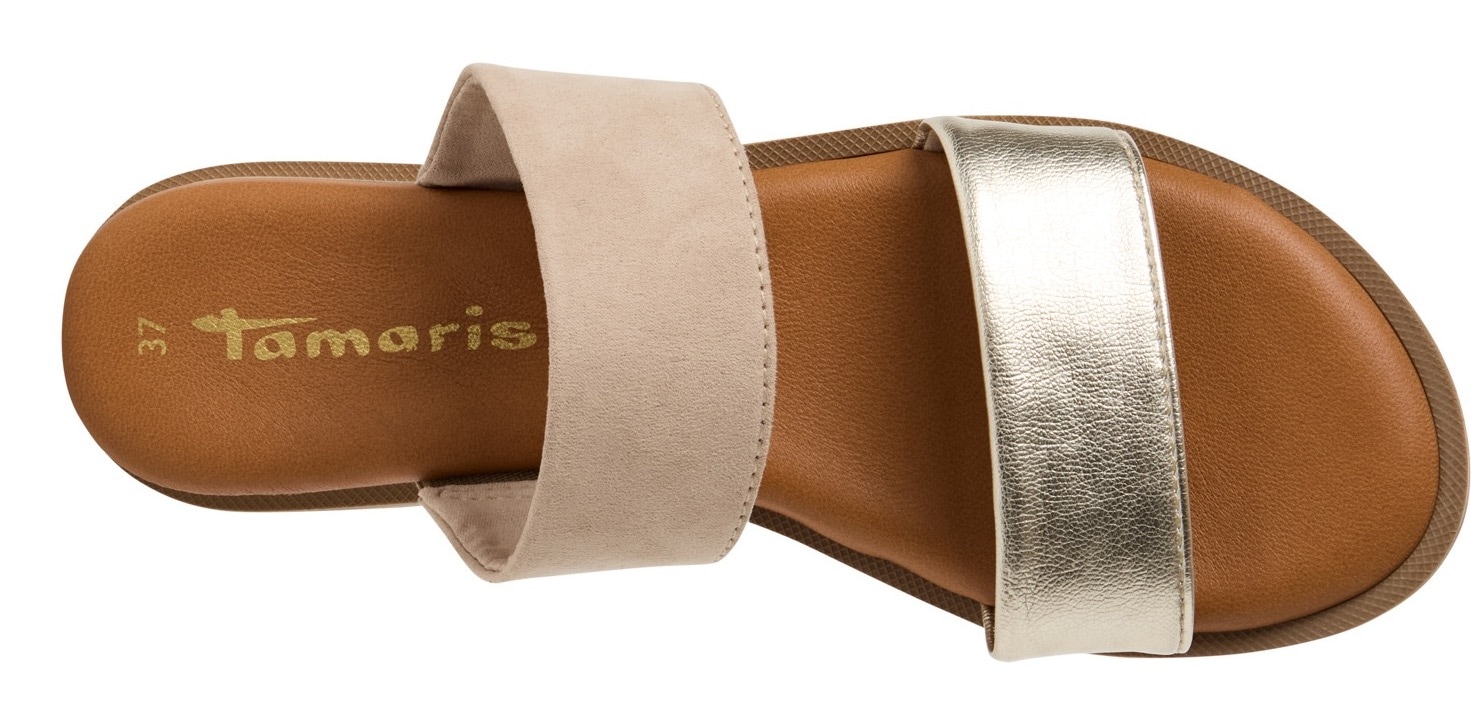 Tamaris Pantolette, Blockabsatz, Sommerschuh, Schlupfschuh, Businesschuh mit Riemchen