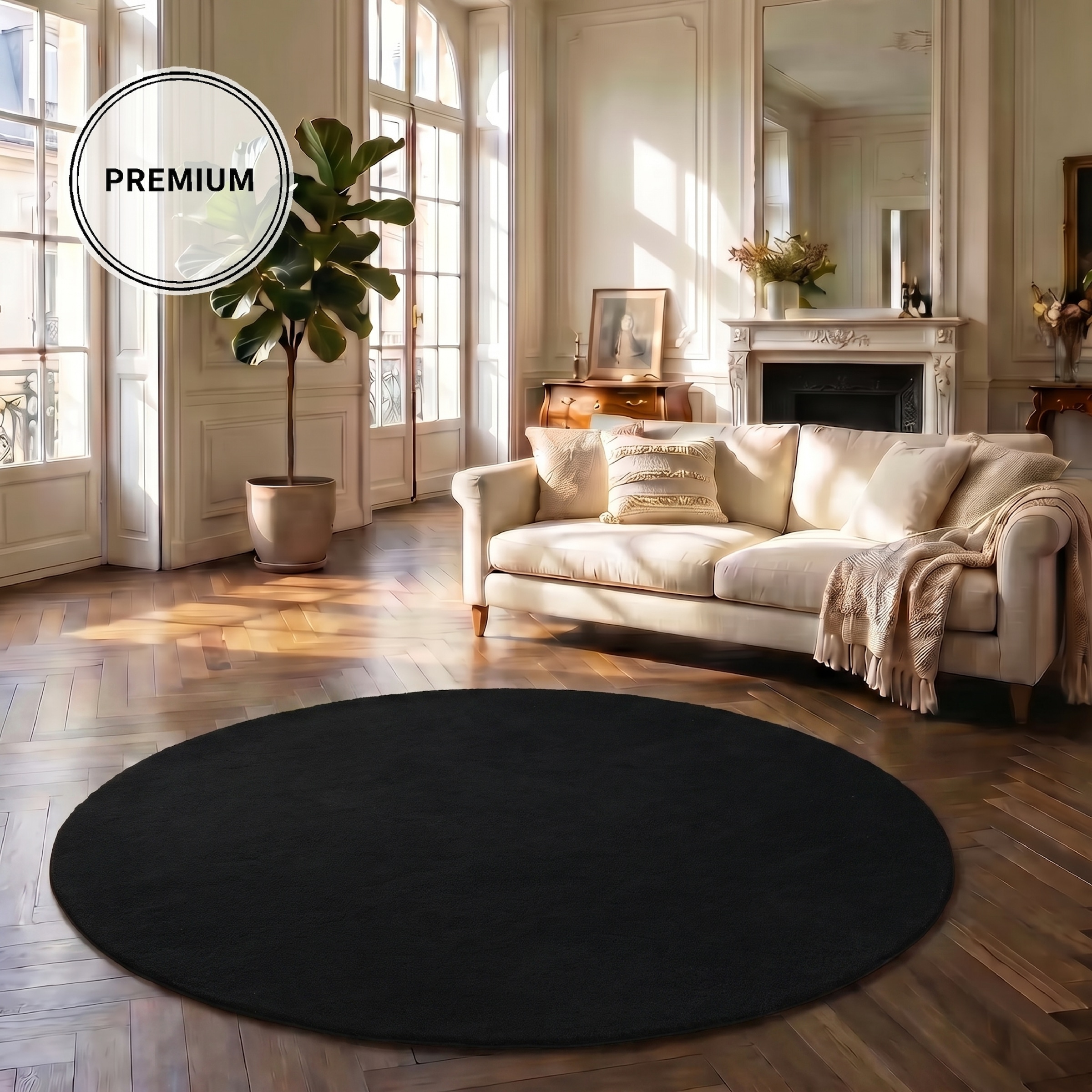 OTTO home Teppich »Cali« rund 16 mm Höhe Uni-Farben, kuschelig, & weich, waschbar, Wohnzimmer, Schlafzimmer