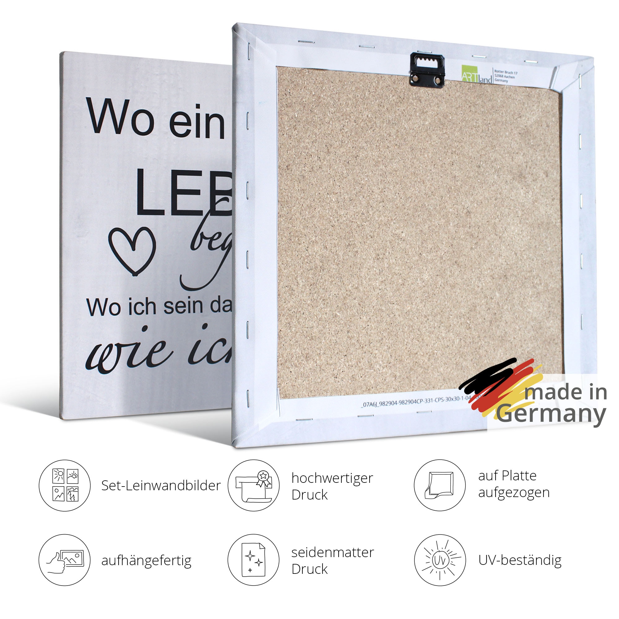 OTTO home Leinwandbild »Zuhause, Familie, Freunde, Heimat« Liebessprüche 4 Stk. tlg. 4tlg. Set