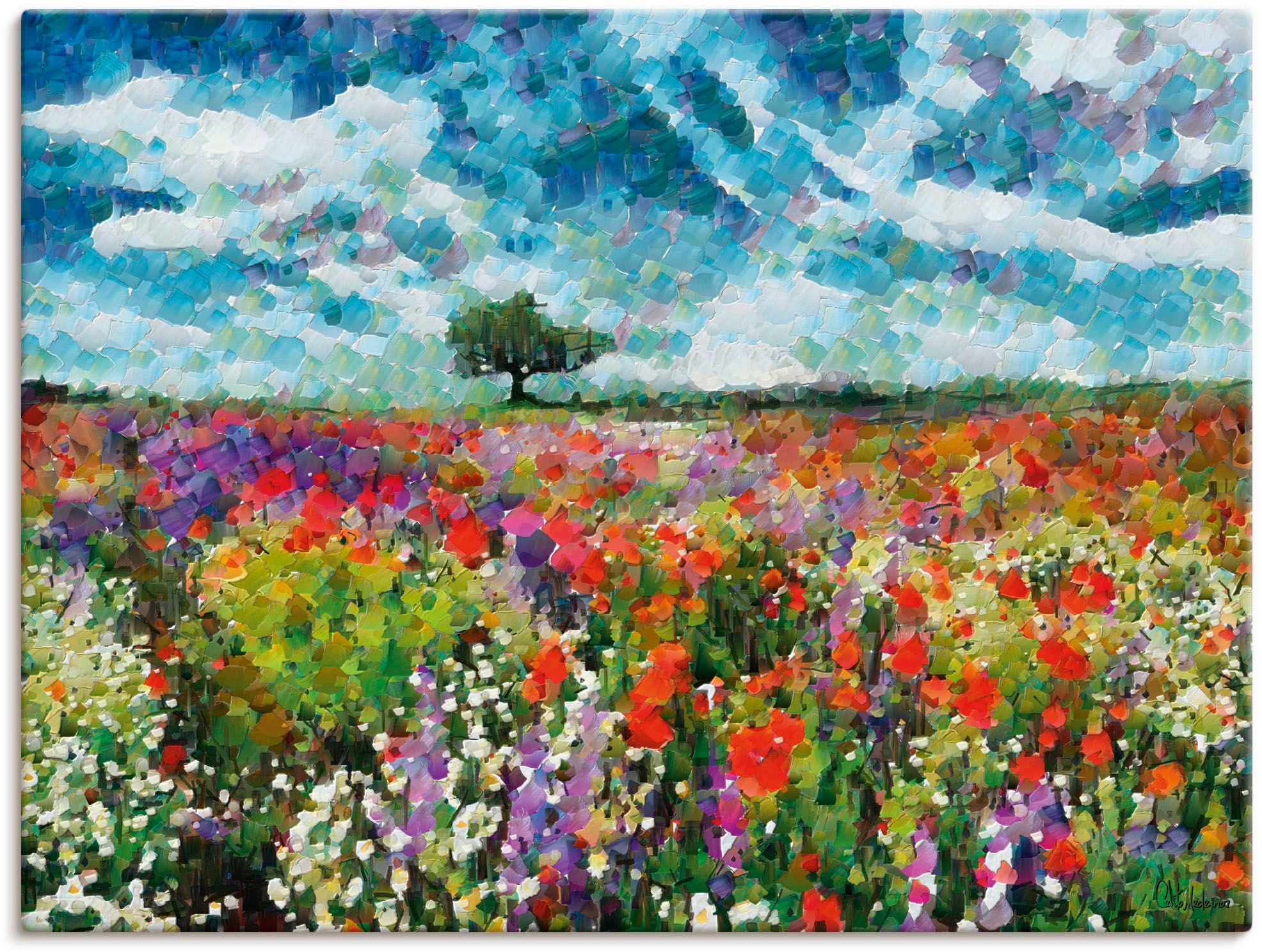 Artland Leinwandbild "Bunte Wiese" Blumenwiese 1 Stk. tlg. auf Holzrahmen gespannt