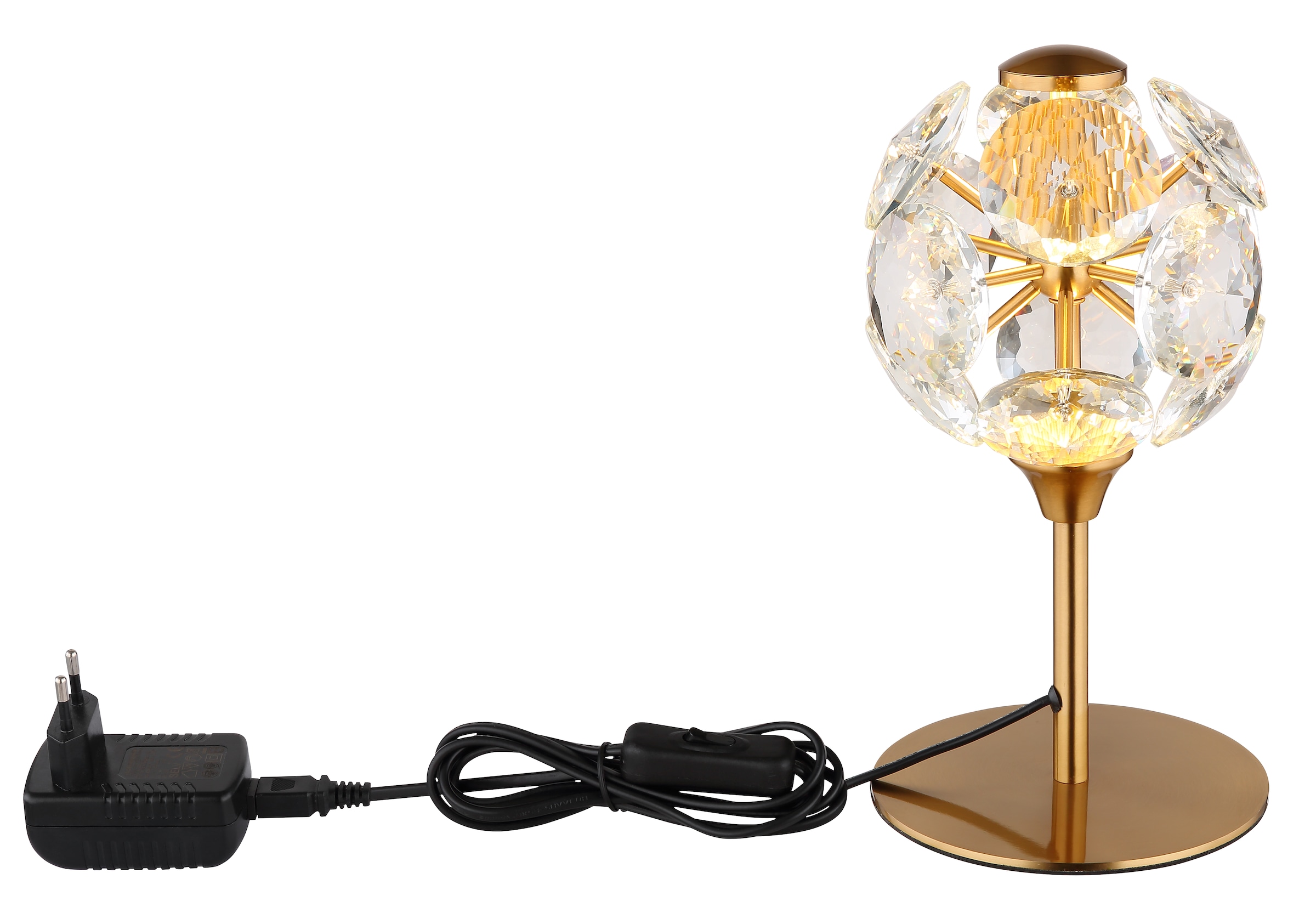 GLOBO LIGHTING LED Tischleuchte »VIRINA«, Leuchtmittel LED-Modul | LED fest integriert, Tischlampe/Kristalle/3000K/Wohnzimmer/Schlafzimmer/Flur