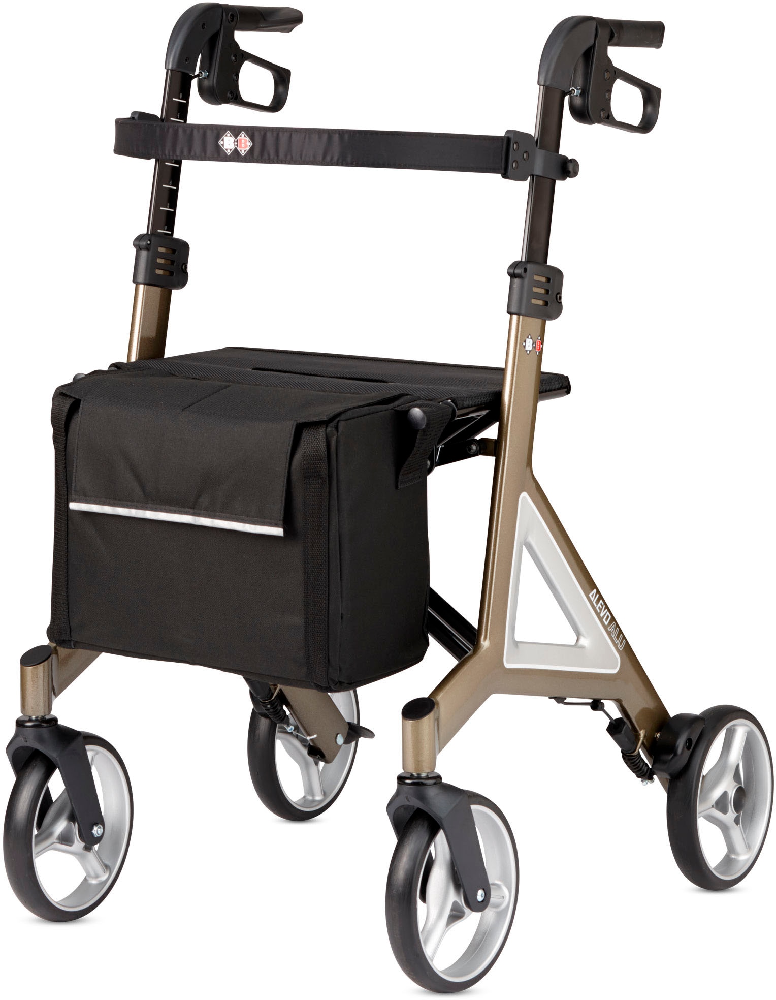 Bischoff & Bischoff Rollator »Alevo Alu Rollator«, faltbar - für drinnen und draußen, mit stabilem Sitz, Sitzhöhe 58,5 cm