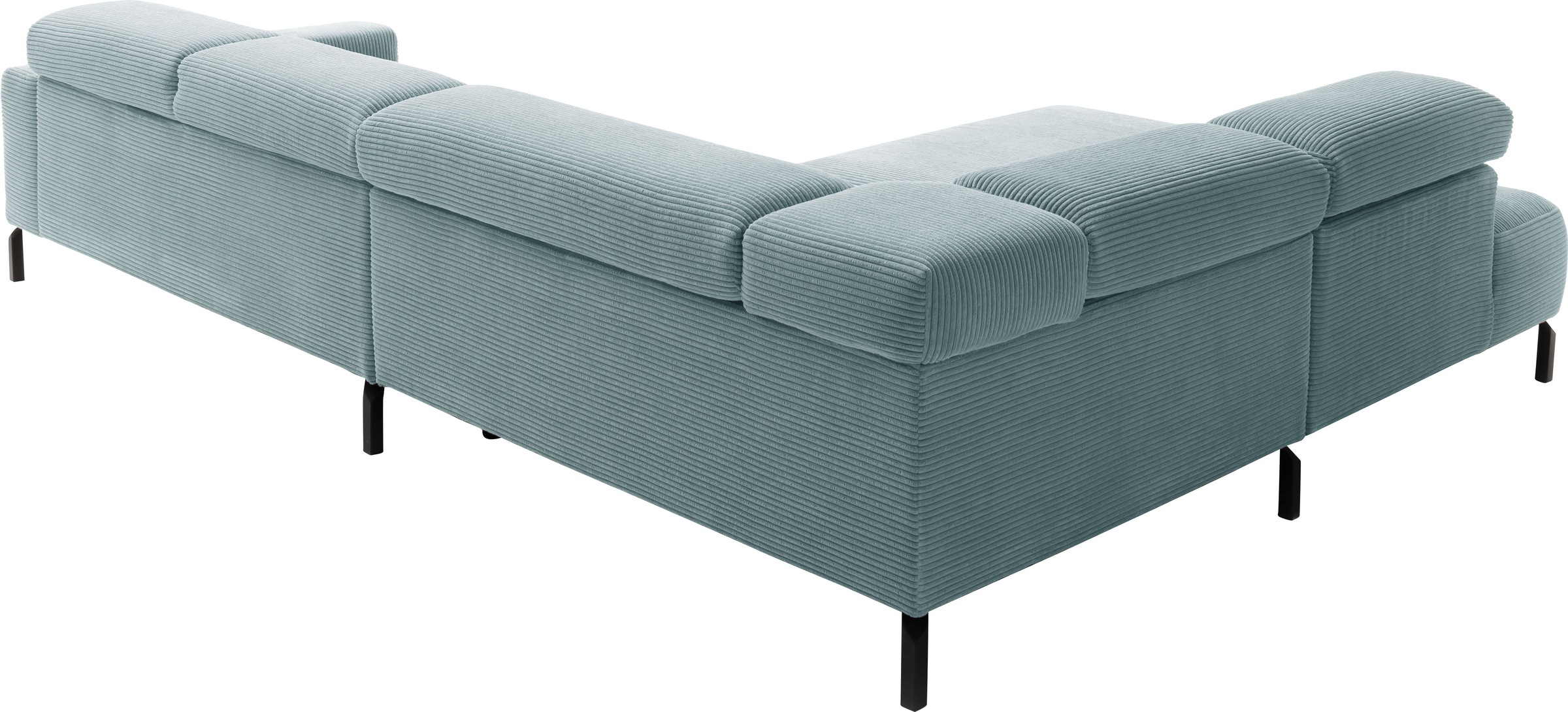 Places of Style Ecksofa »Antonelli, L-Form, inkl. Kopfteilverstellung, Breite 312 cm«, ohne Sitztiefenverstellung, in Cord, bleu