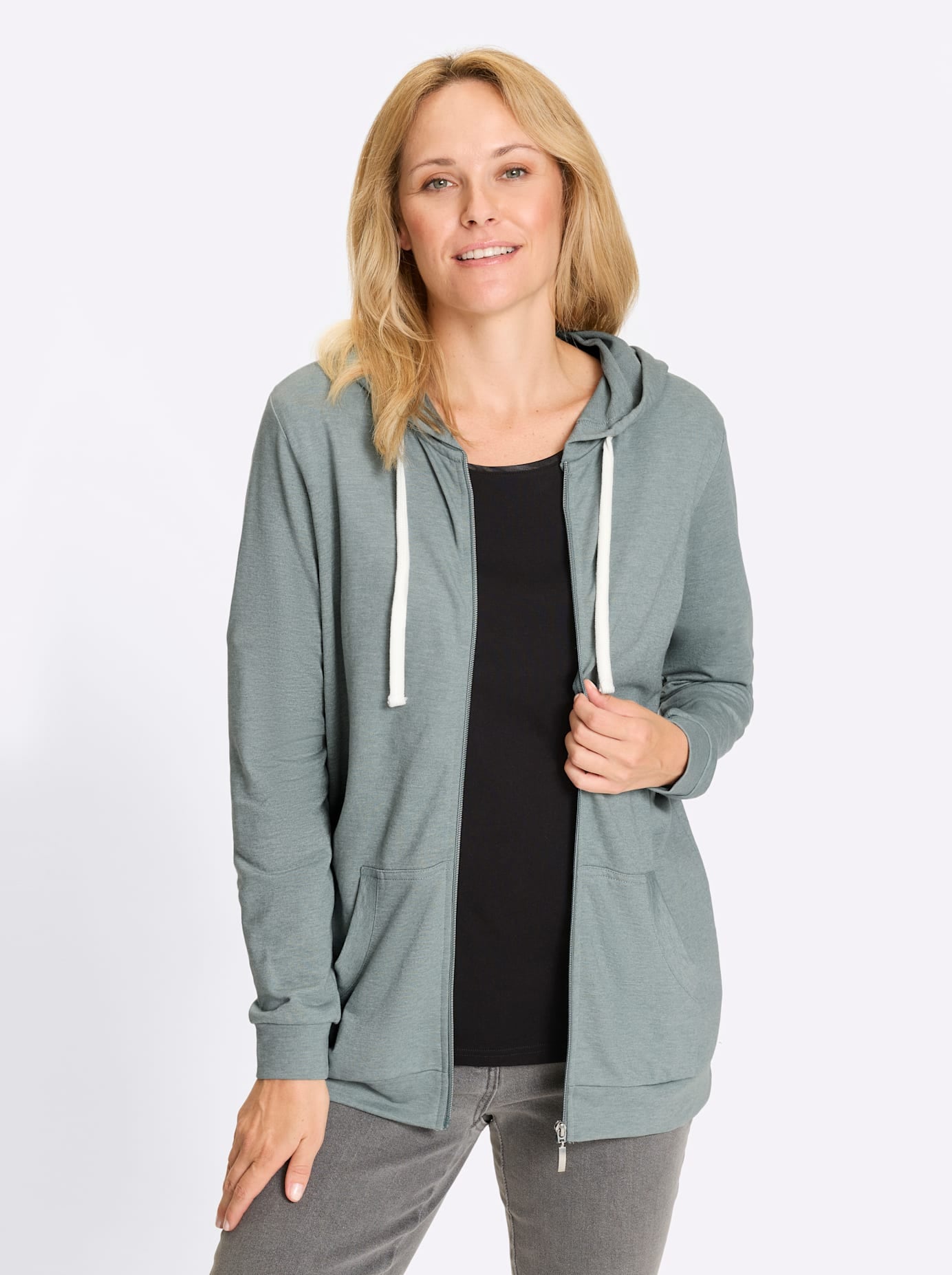 Shirtjacke CLASSIC BASICS "Shirtjacke", Damen, Gr. 46, jade, meliert, 65% Polyester, 35% Baumwolle, meliert, Shirts Shirtjacke