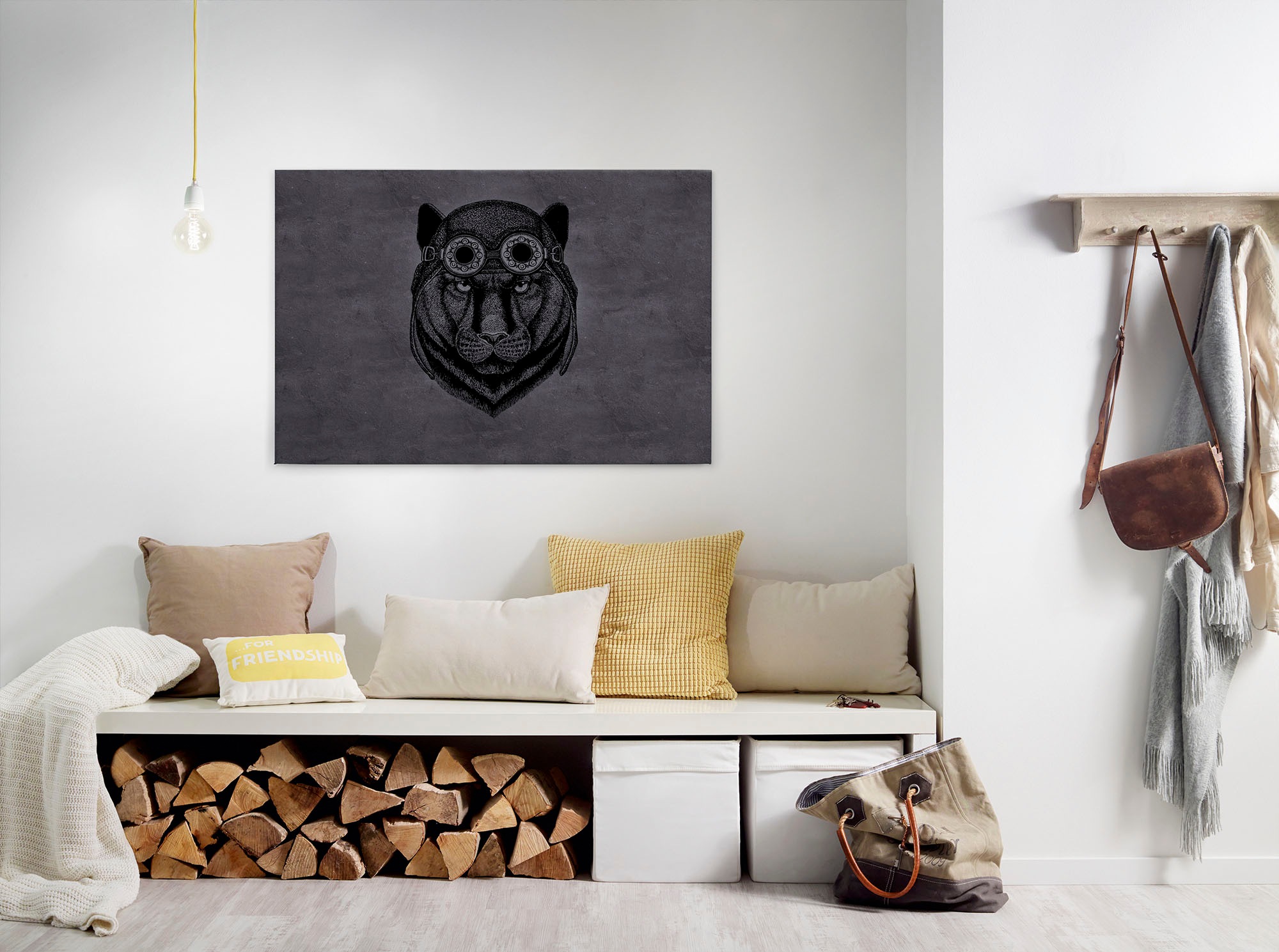 A.S. Création Leinwandbild »panther«, Kunst-Tiere-Kinder, (1 St.), Wild Tier Keilrahmen Panther Dschungel Leinwand-Bild Wohnzimmer modern