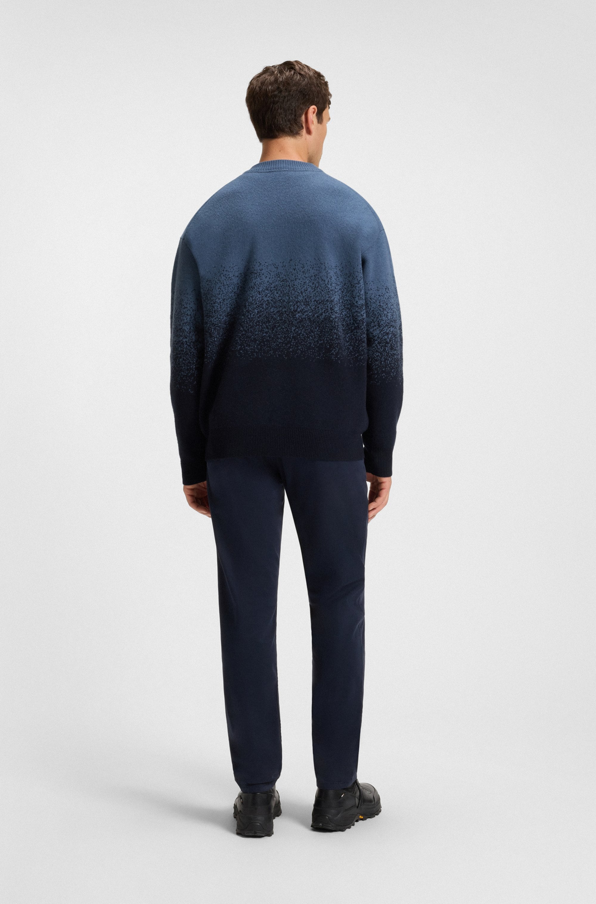 BOSS ORANGE Jacquardpullover »Kalbrush«, Rundhalsausschnitt, Relaxed Fit, Jacquard-Strick mit Farbverlauf
