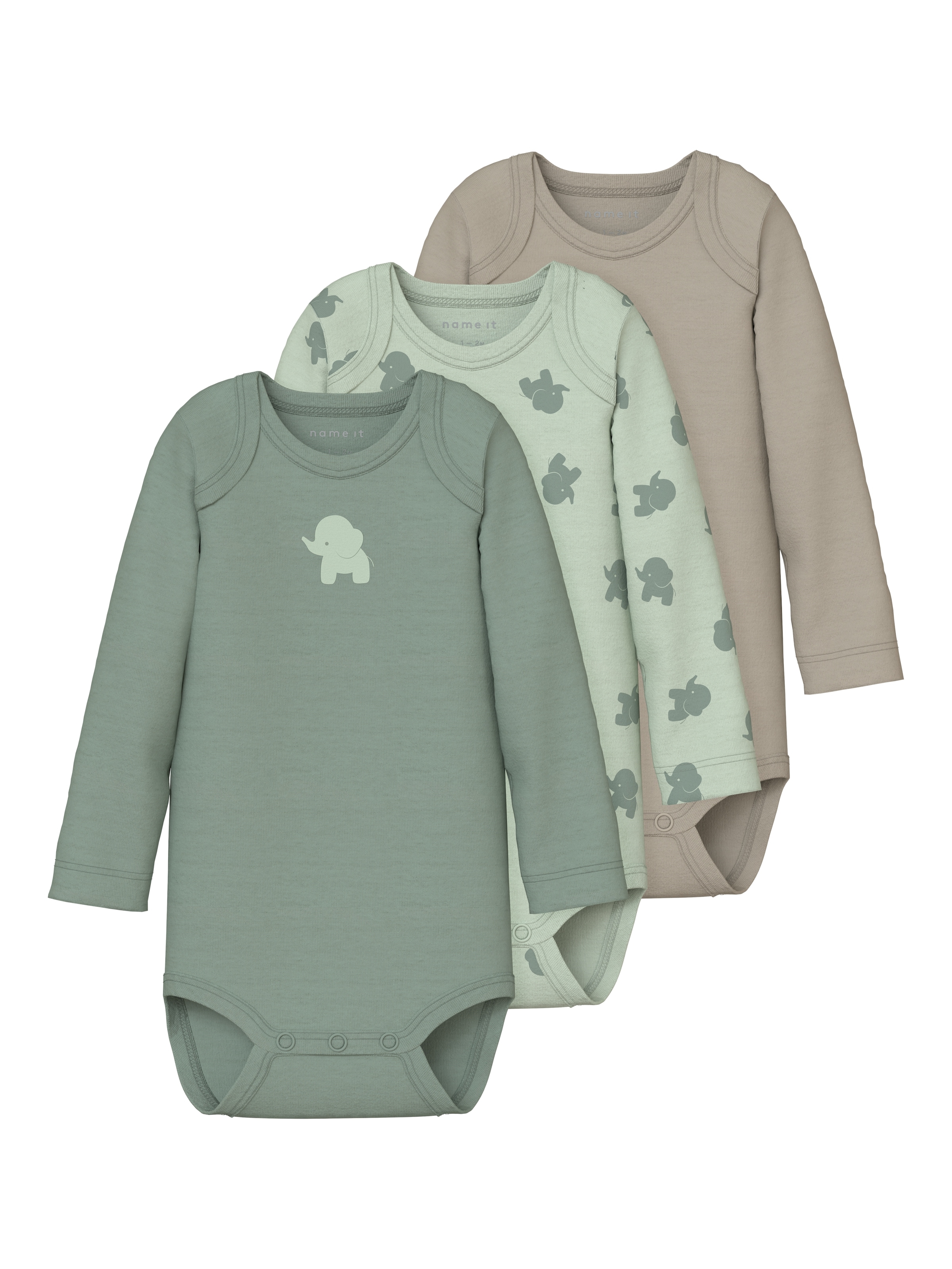 Name It Schlafoverall »NBMBODY 3P LS SEA FOAM ELEPHANT NOOS«, (Packung, 3 tlg.)
