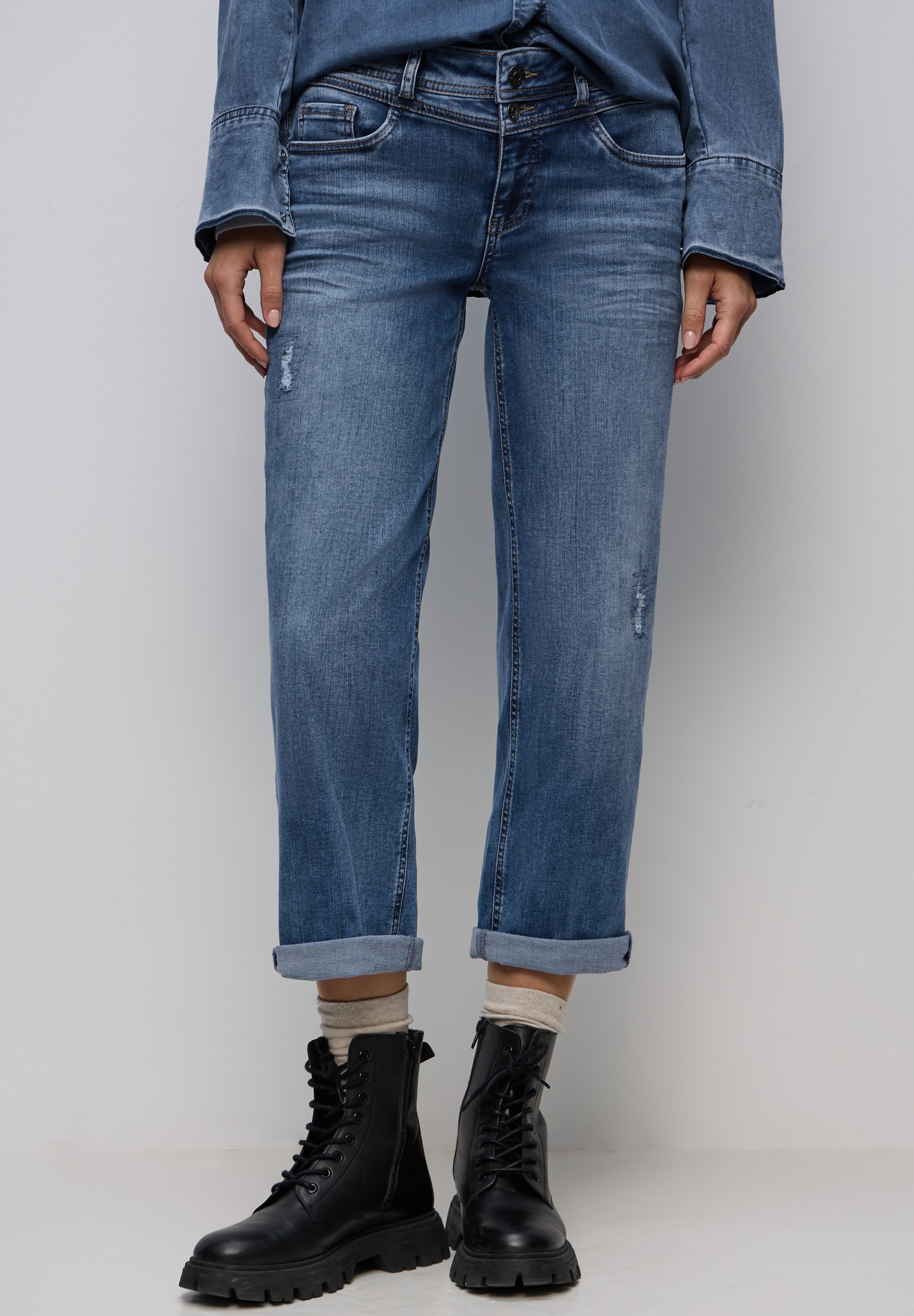 STREET ONE Comfort-fit-Jeans mit destroyed Details günstig online kaufen