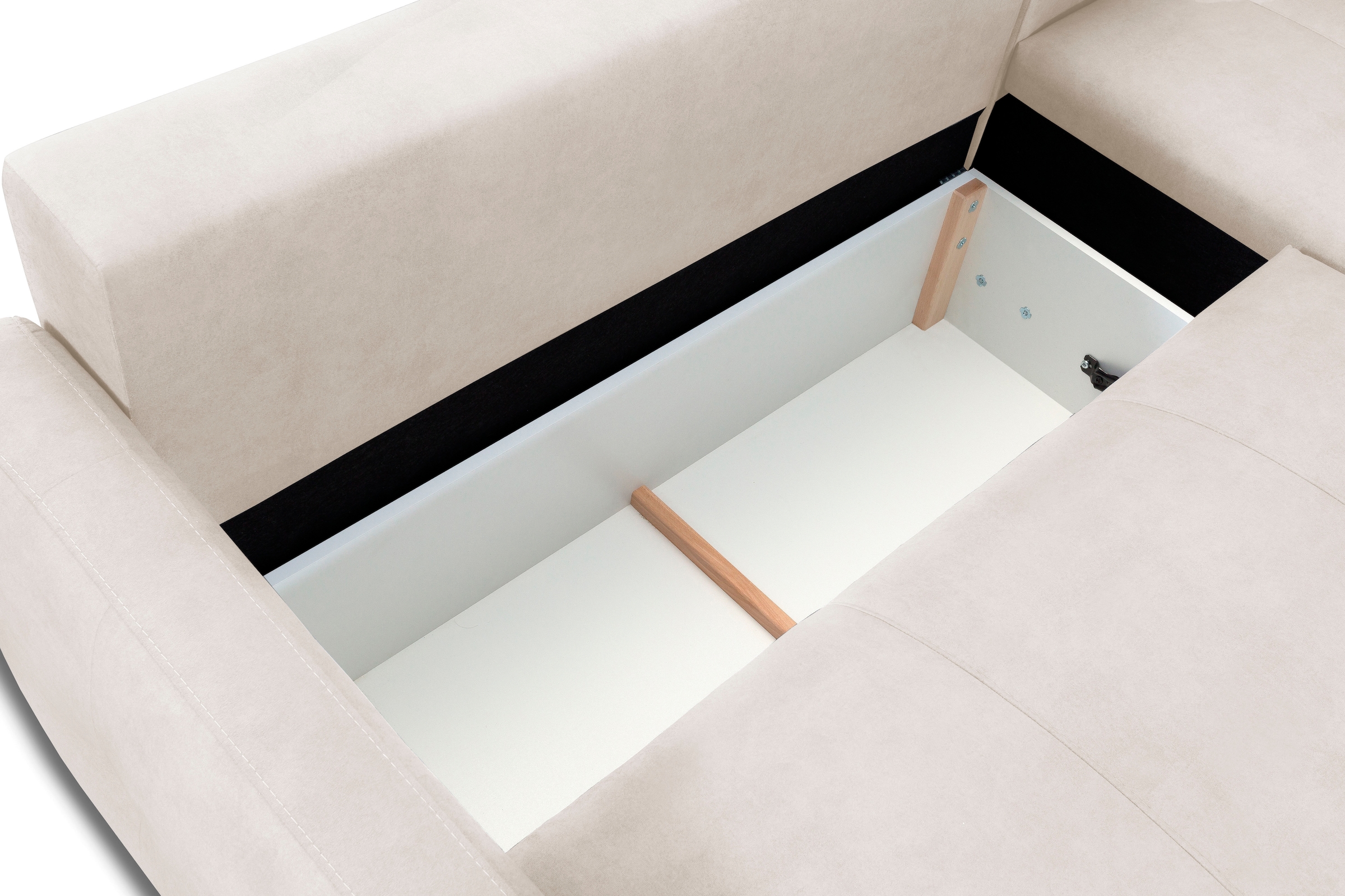 exxpo - sofa fashion Ecksofa »Chester, Boxspring Federkern-Polsterung für bequemeren Sitzkomfort«, L-Form, schmale Armlehnen, Bettfunktion u. Bettkasten