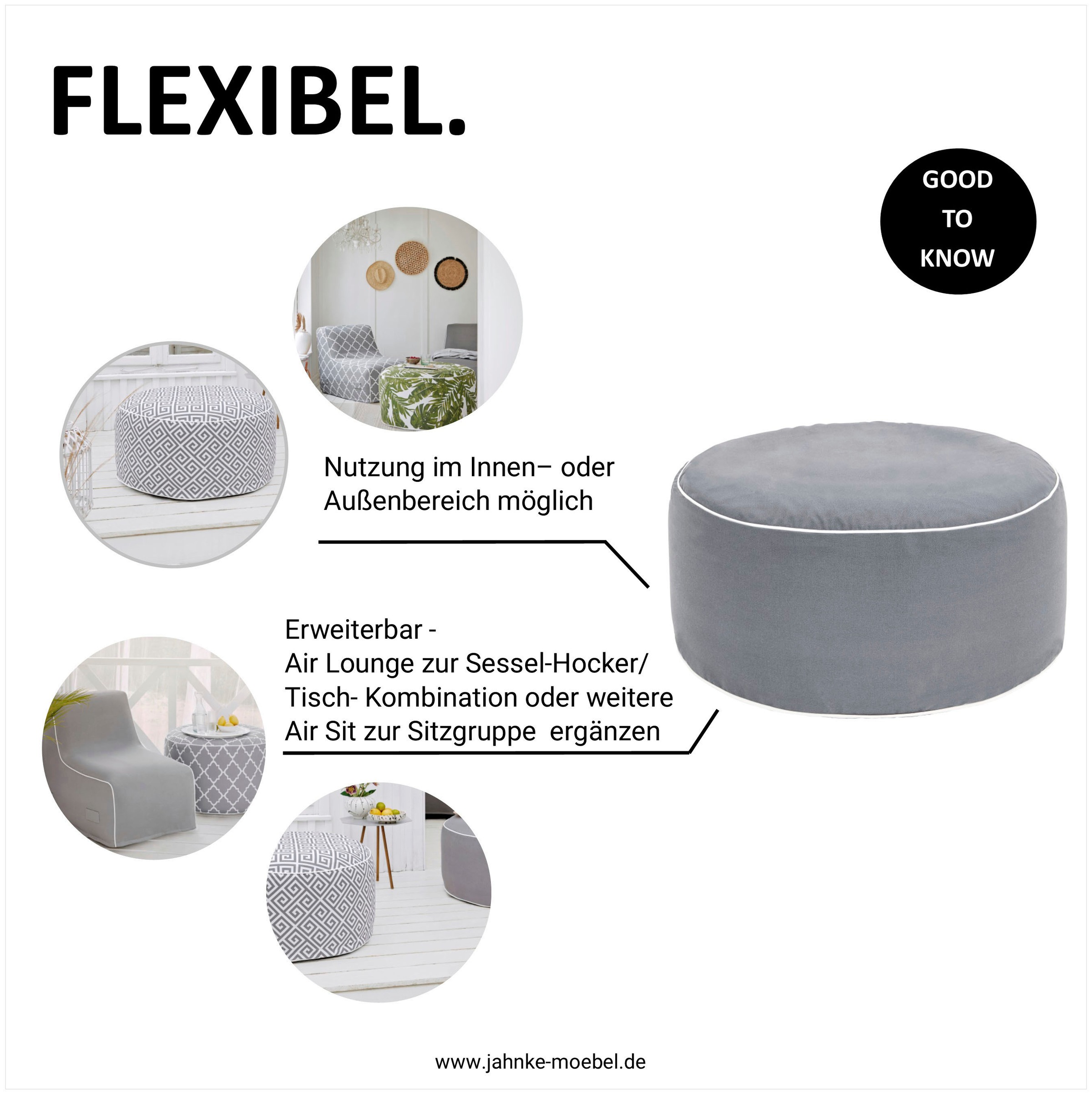 Jahnke Gartenlounge-Hocker »Air Sit«, aufblasbar, 80 cm Durchmesser