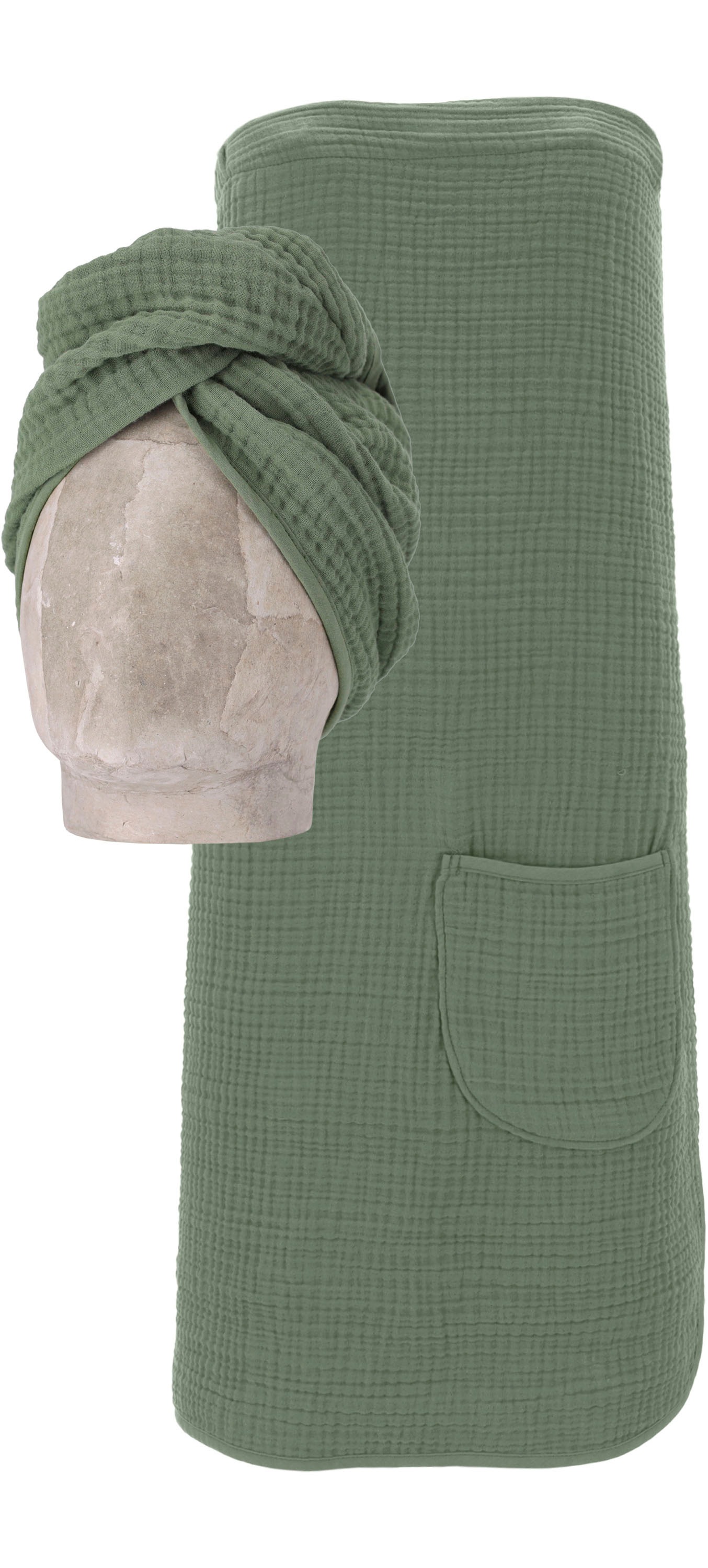 Vossen Kilt "Wellness Set, ideal für Sauna & Spa, Hotelbademantel, Morgenmantel", (2 St., Turban), Spa Dress + Turban in