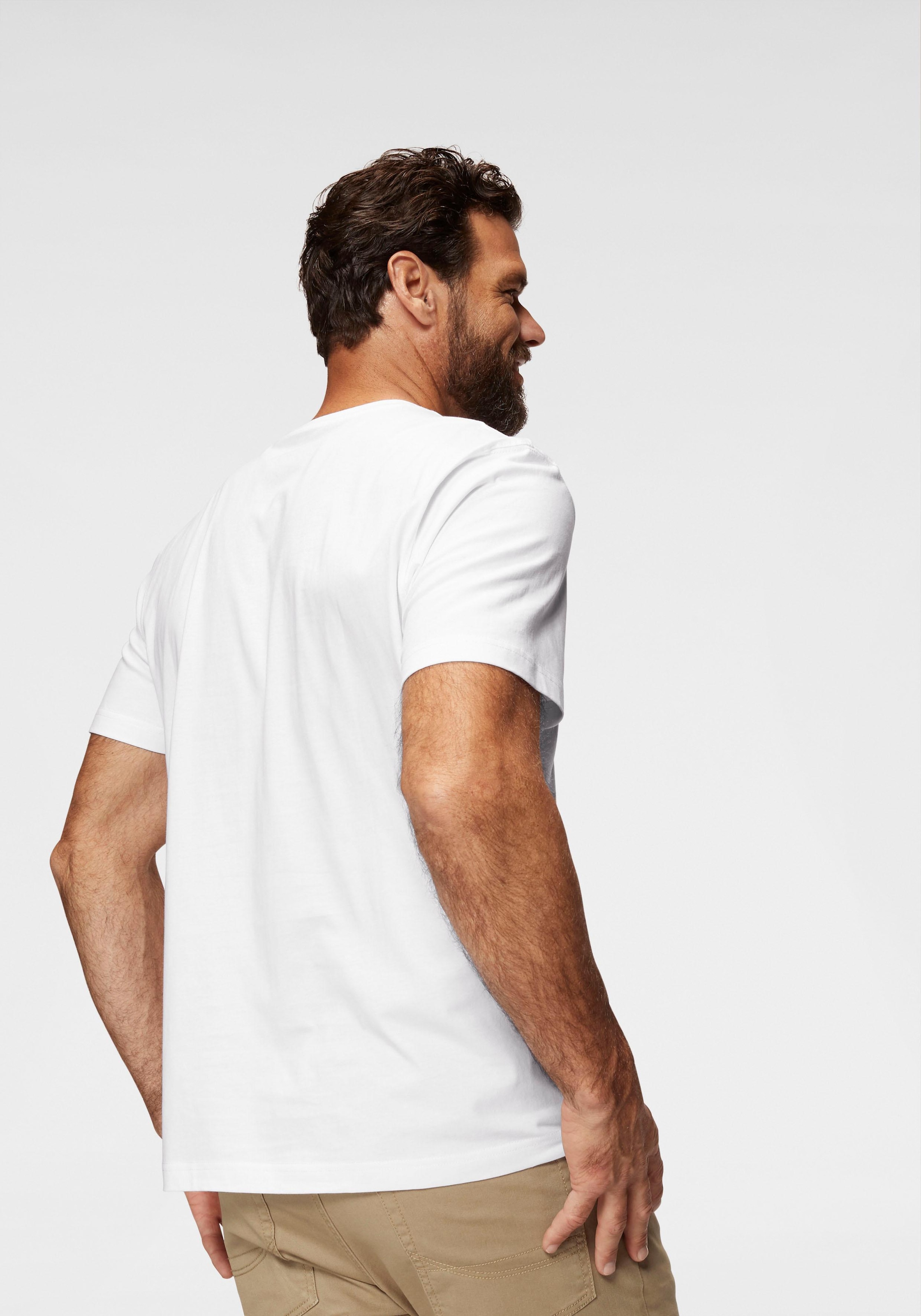 Man's World Rundhalsshirt, (5er-Pack), Kurzarm, Regular Fit, unifarben, Rundhals, aus Baumwolle