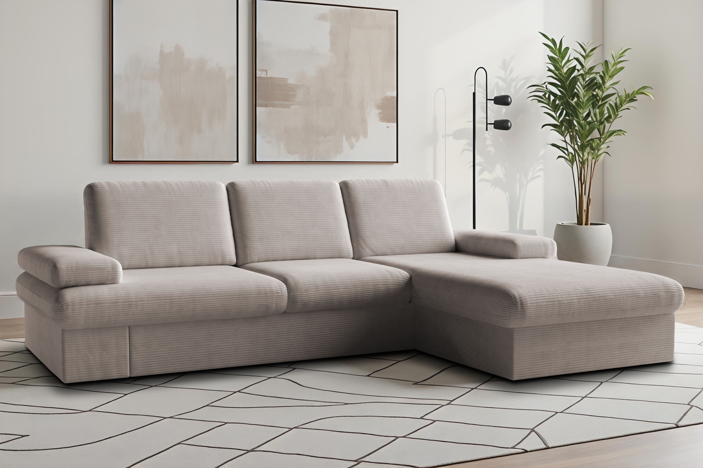 sit&more Ecksofa "Moreno L-Form, B: 247 cm" mit Armteilverstellung, optional Schlaffunktion