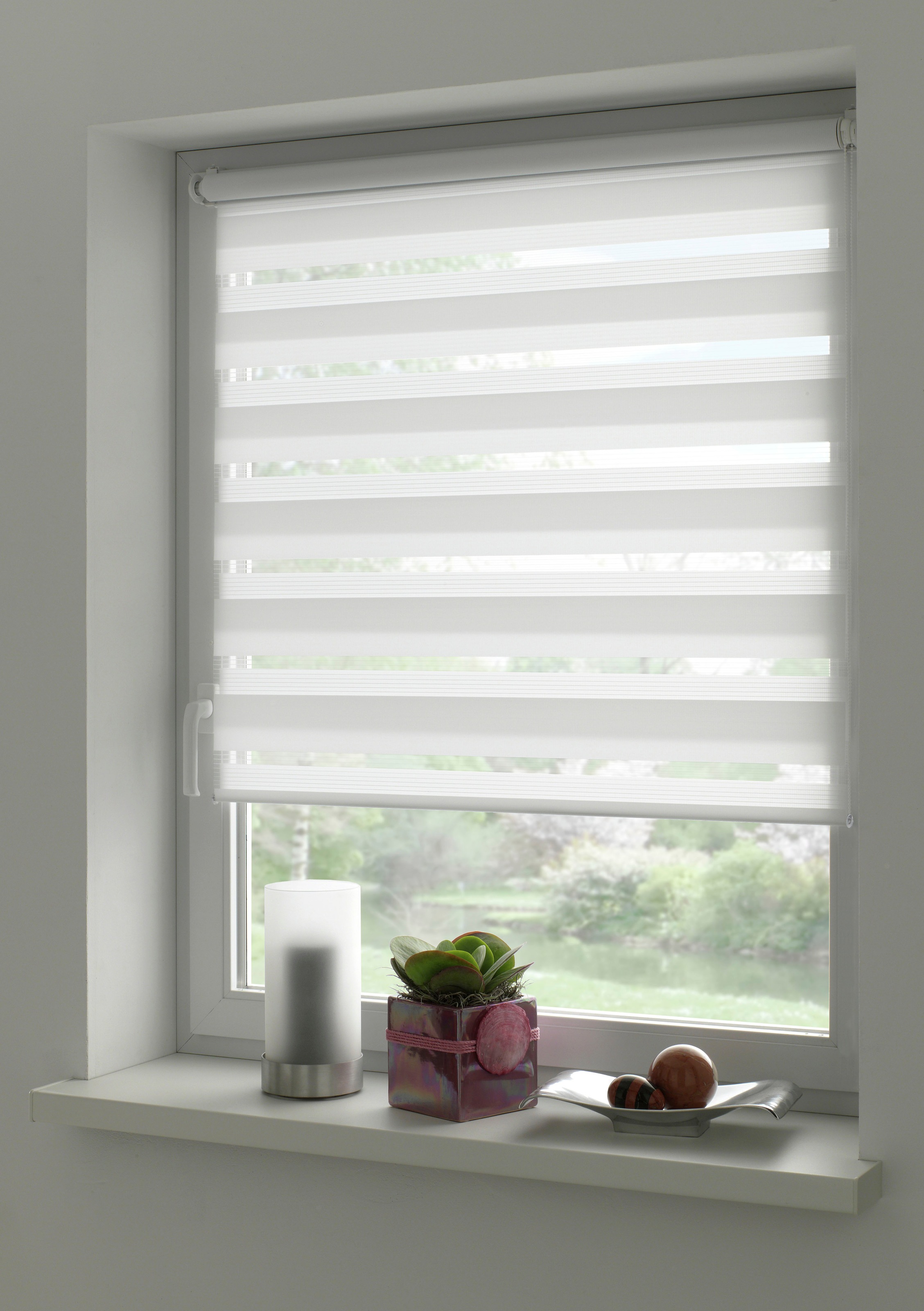 Gardinia Exklusiv Doppelrollo "EASYFIX" transparent Sichtschutz mit Bohren günstig online kaufen