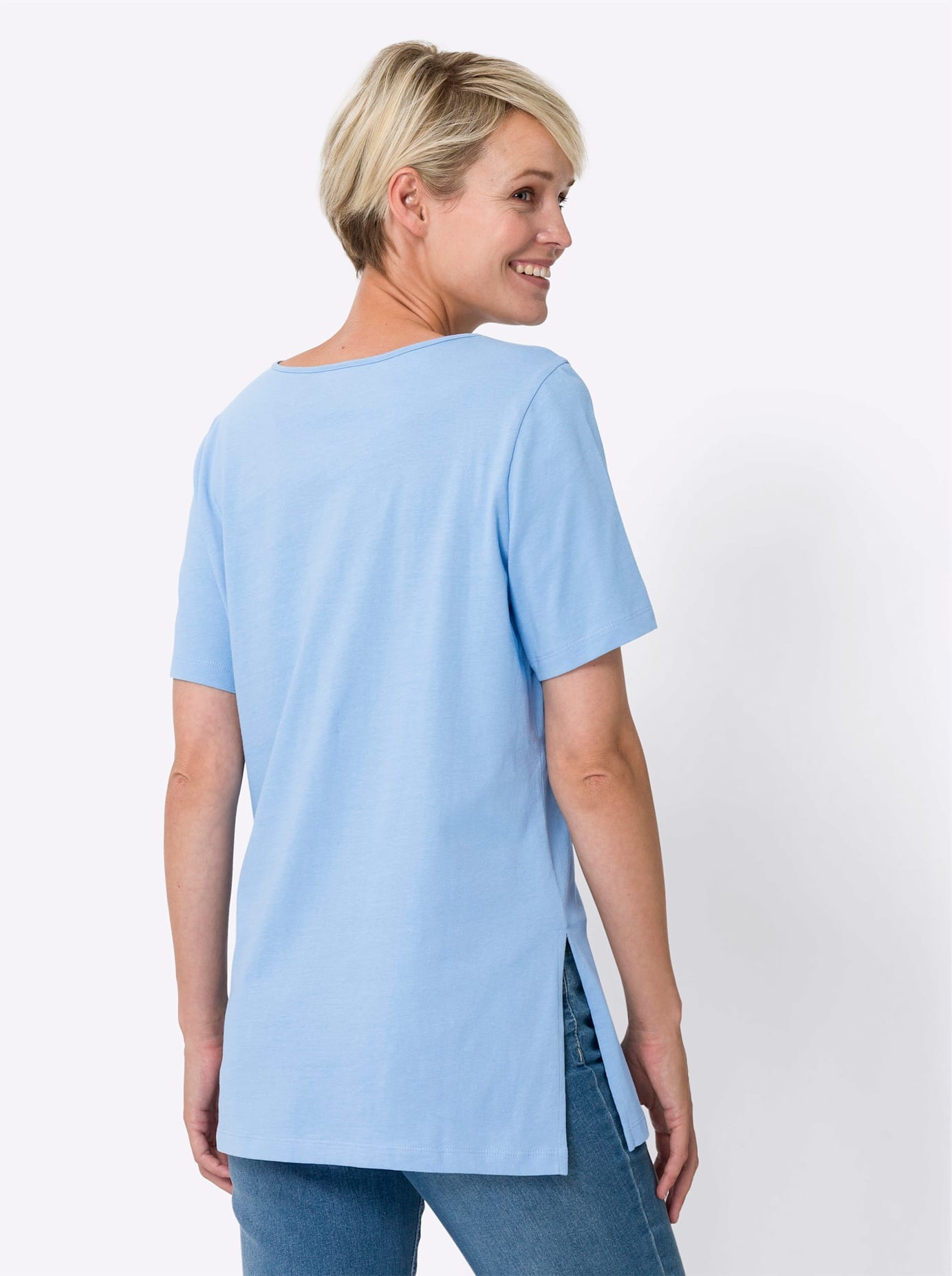 Classic Basics Women Longshirt Sky Blue Size 38 2