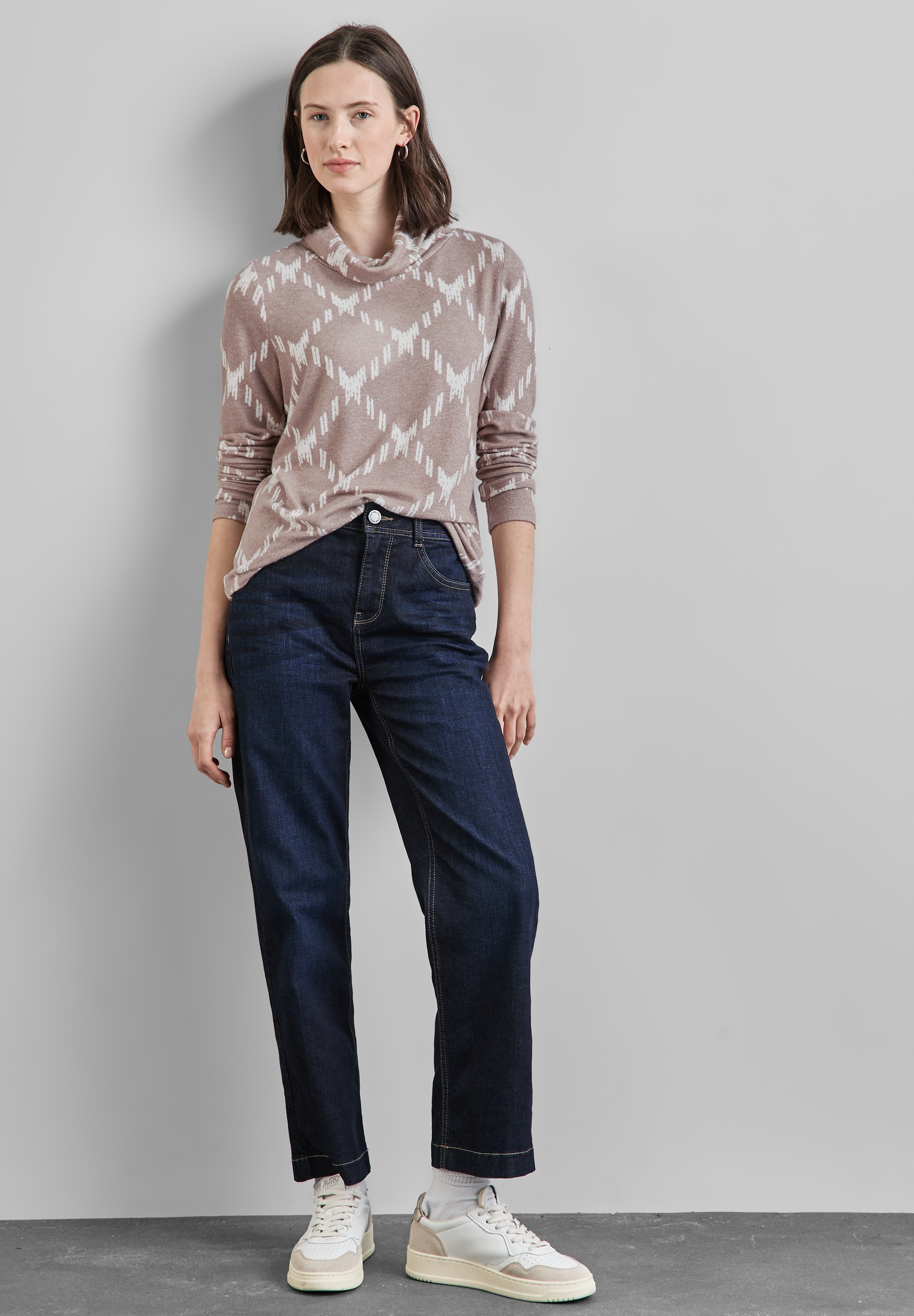 STREET ONE Rollkragenshirt, Karo-Style