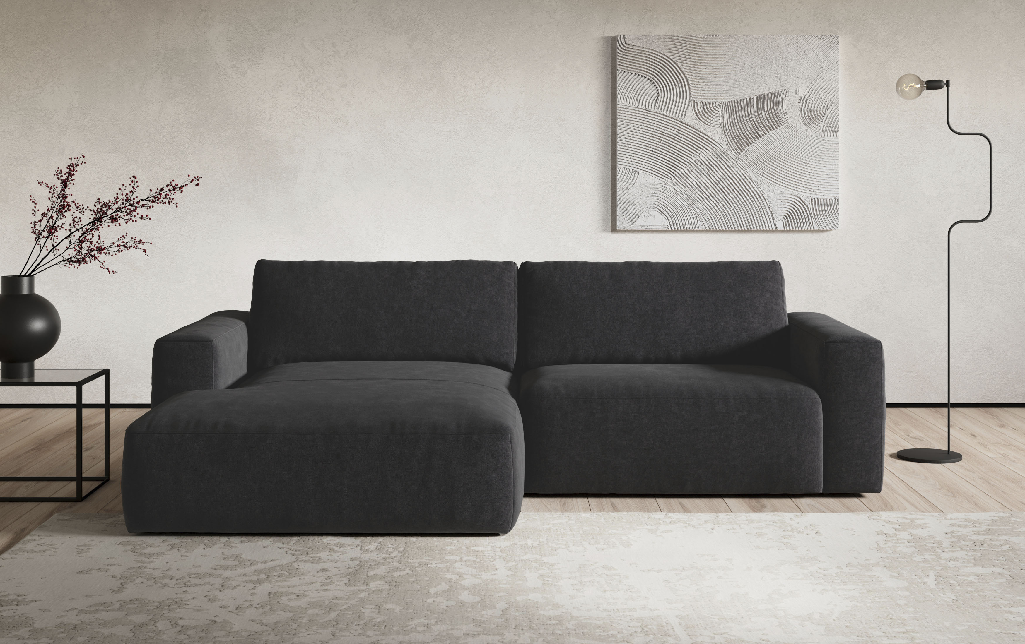 COTTA Ecksofa "Lasso L-Form, B: 288 cm, XL Sofa, Top Modern" XL Recamiere B:114 cm, bequeme Wellenunterfederung, viele Stoffe