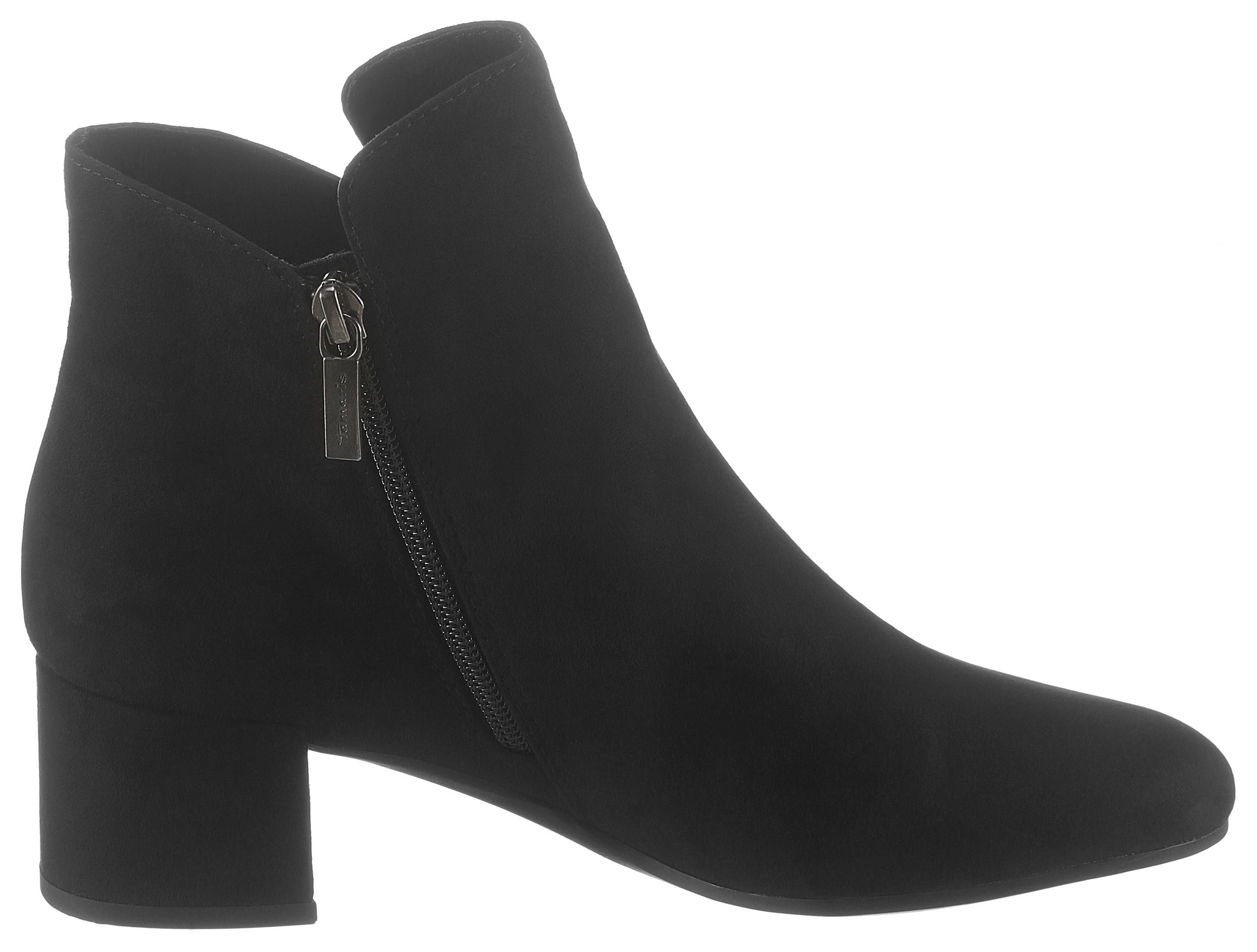 Tamaris Stiefelette, Blockabsatz, Ankleboots, Abendschuh in veganer Verarbeitung