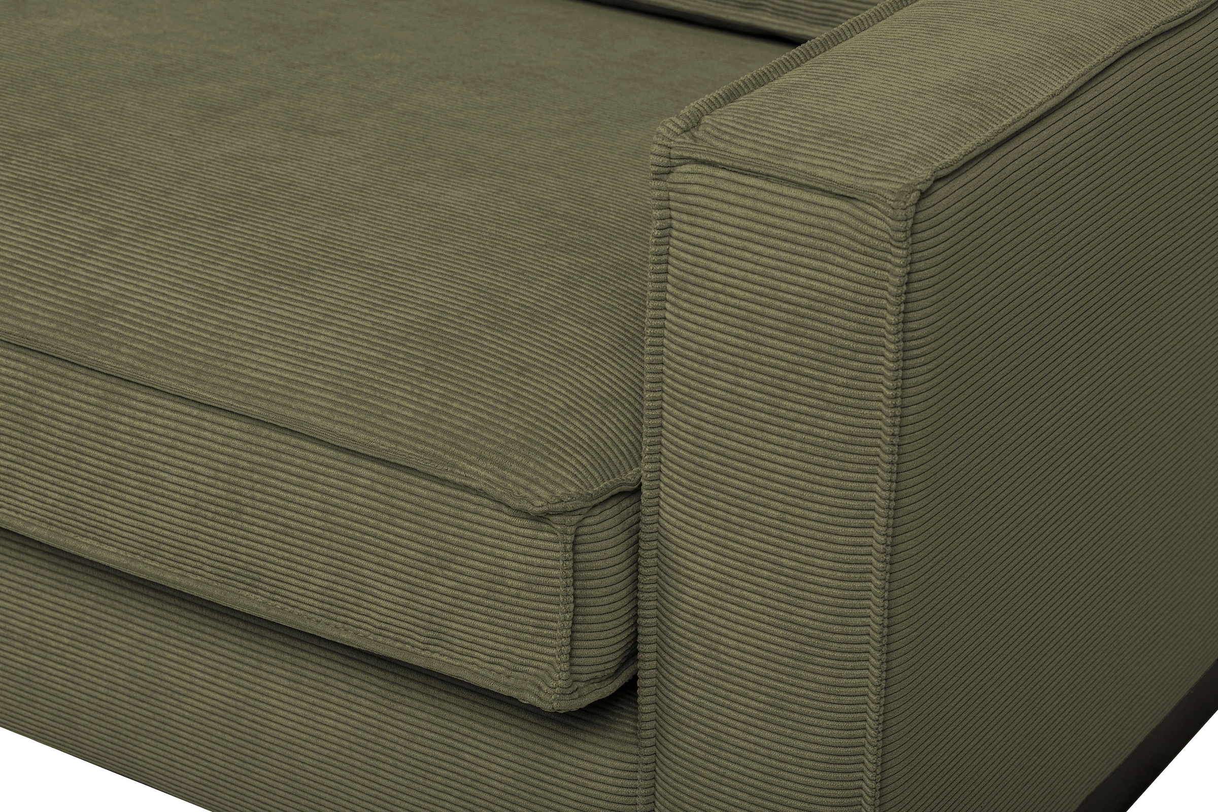 Places of Style Ecksofa »Pinto, 290 cm, Cord, Chenille, Lederoptik, Ottomane links / rechts«, mit Keder, schwarze Metallfüße, Wellenunterfederung