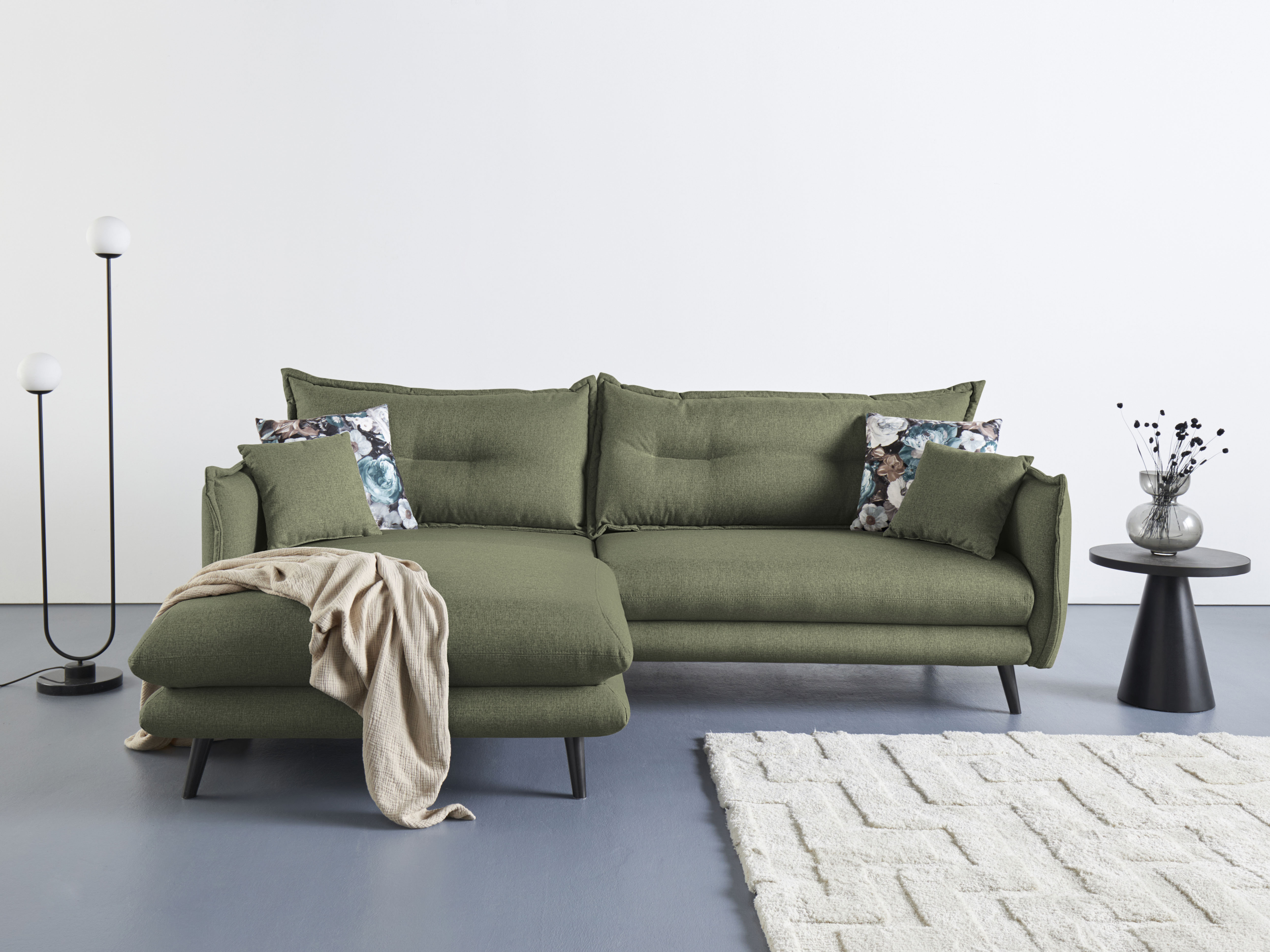 Home affaire Ecksofa "Levke, 255 x 180 cm, modern und bequem" Struktur fein, L-Form, inkl. Rücken- und Zierkissen