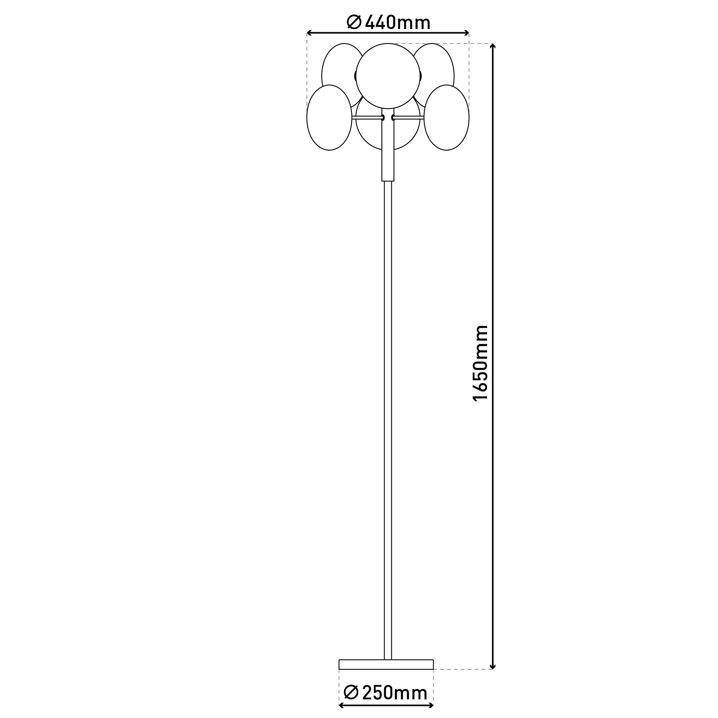 näve Stehlampe »Orion«, 6 flammig, Leuchtmittel G9 | ohne Leuchtmittel, 6flg., G9, Glasschirme smokey/chrom, Zuleitung 200cm m. Fußschalter