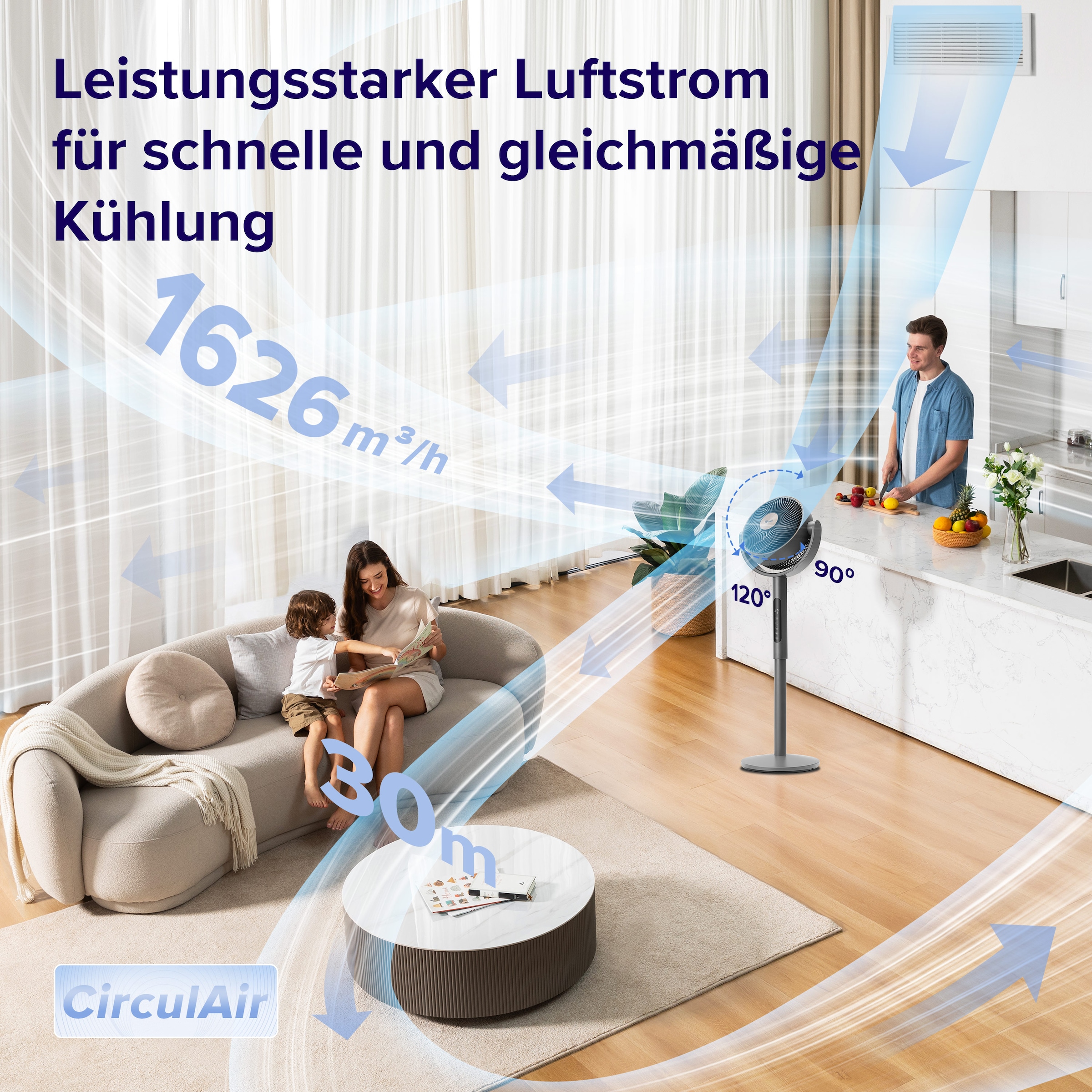 Levoit Standventilator »Pedestal Air Circulator Fan« Fernbedienung, 12 Lüftergeschwindigkeiten, höhenverstellbar