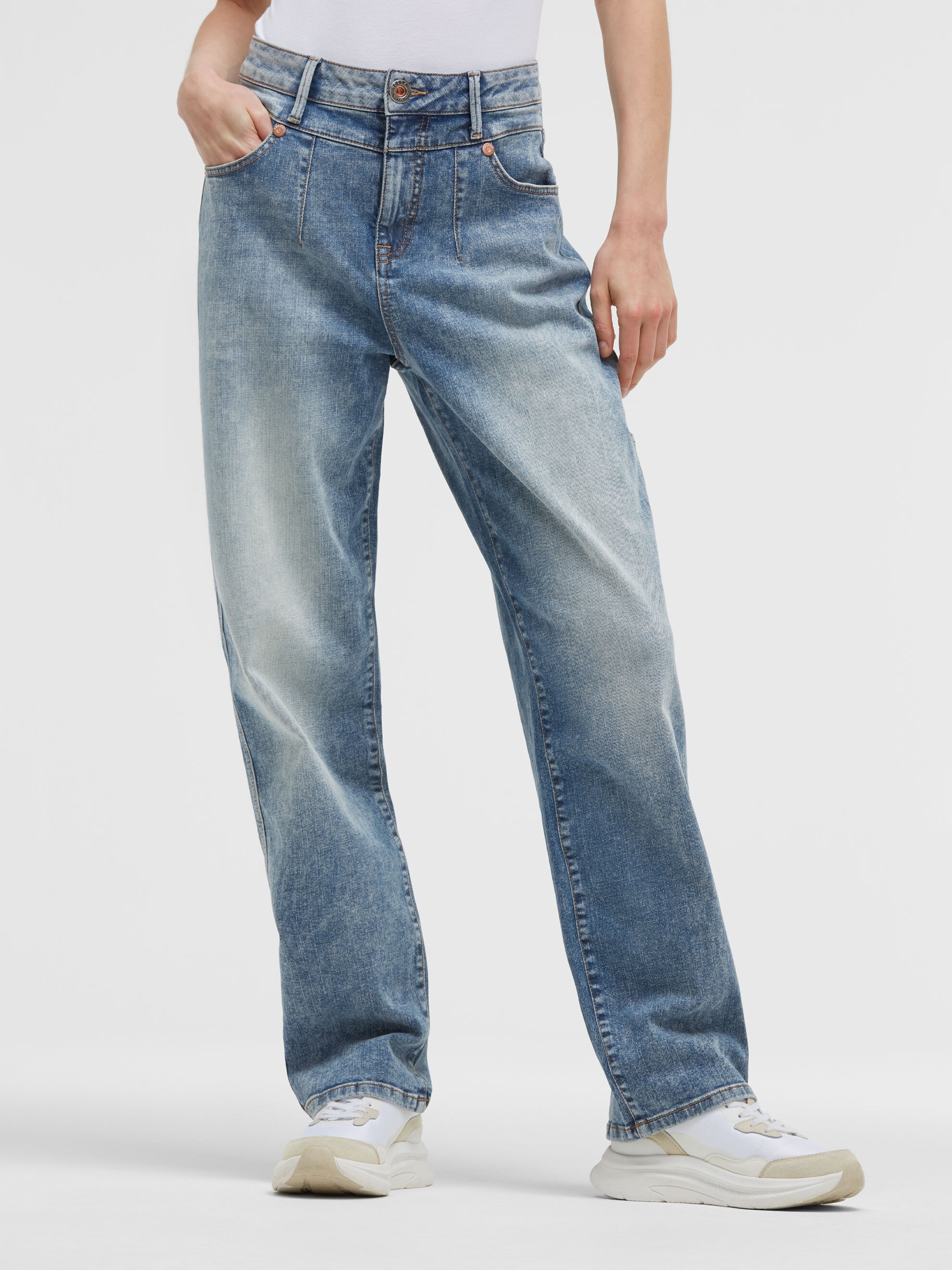 SOCCX Loose-fit-Jeans mit schmalem Bein