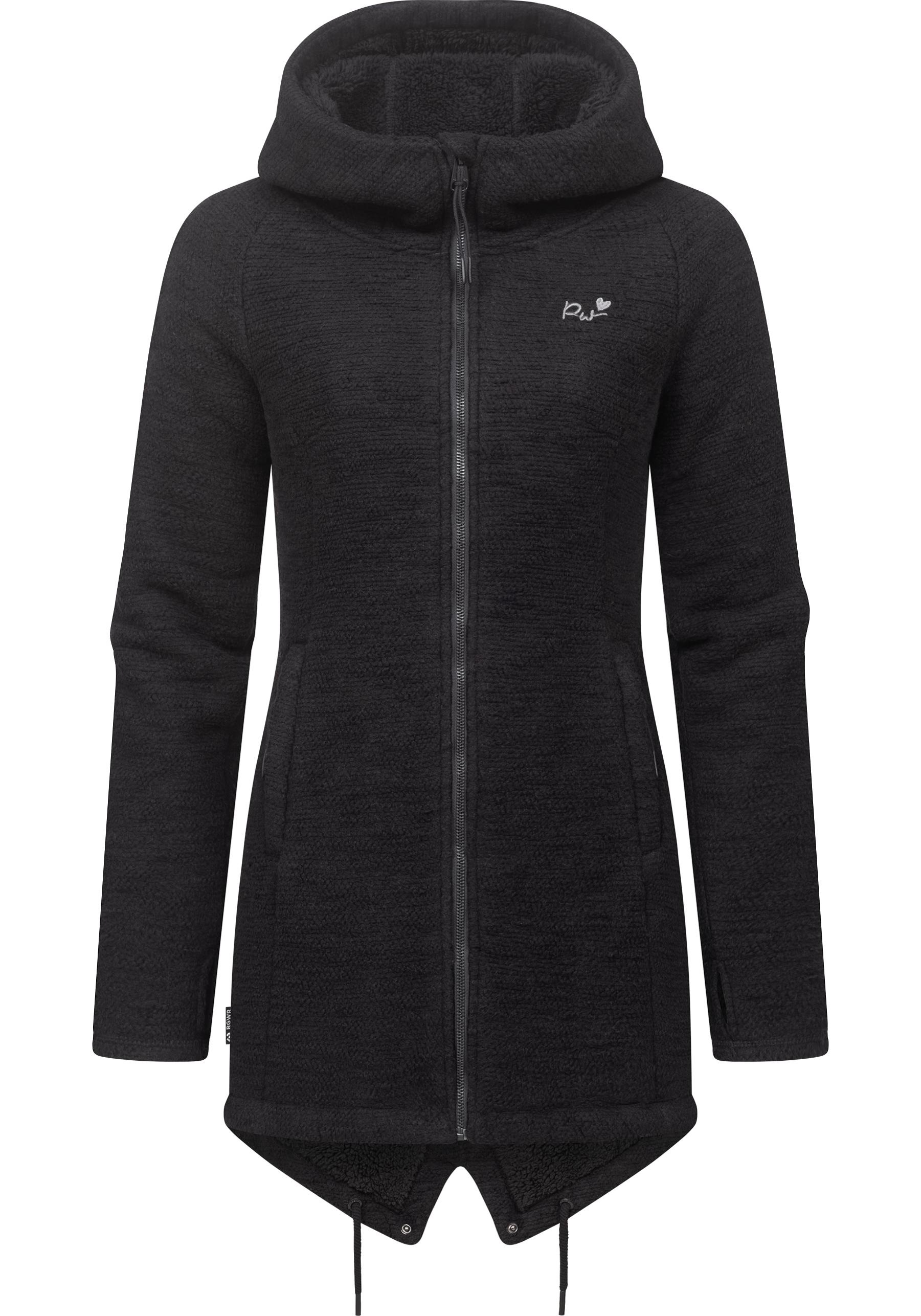 Ragwear Kapuzenstrickjacke »Wingi Melange«, Sportliche Kapuzenjacke mit Teddy-Kunstfell