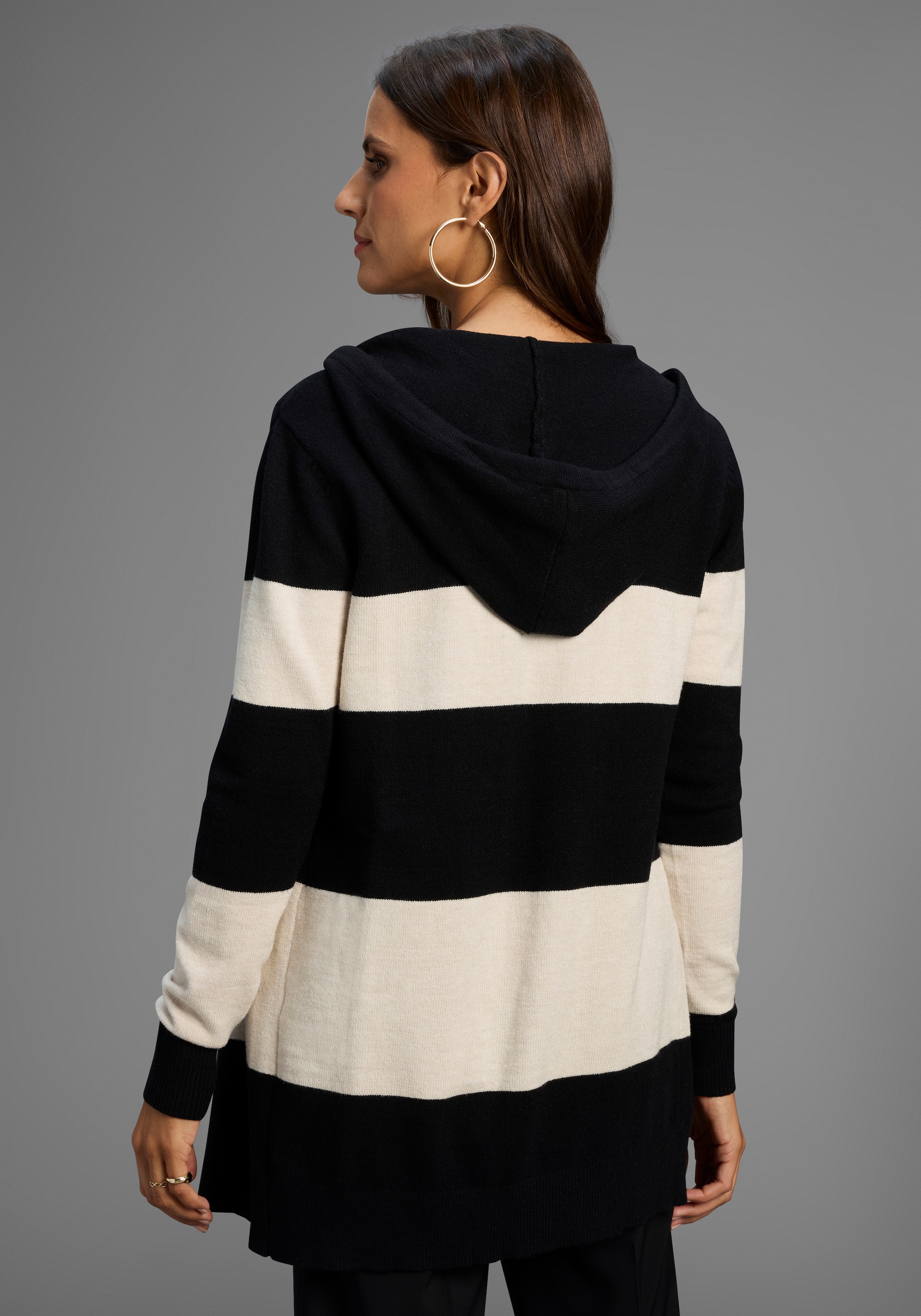 Laura Scott Kapuzenstrickjacke, mit Streifen und dezenten Glitzerdetails - NEUE KOLLEKTION