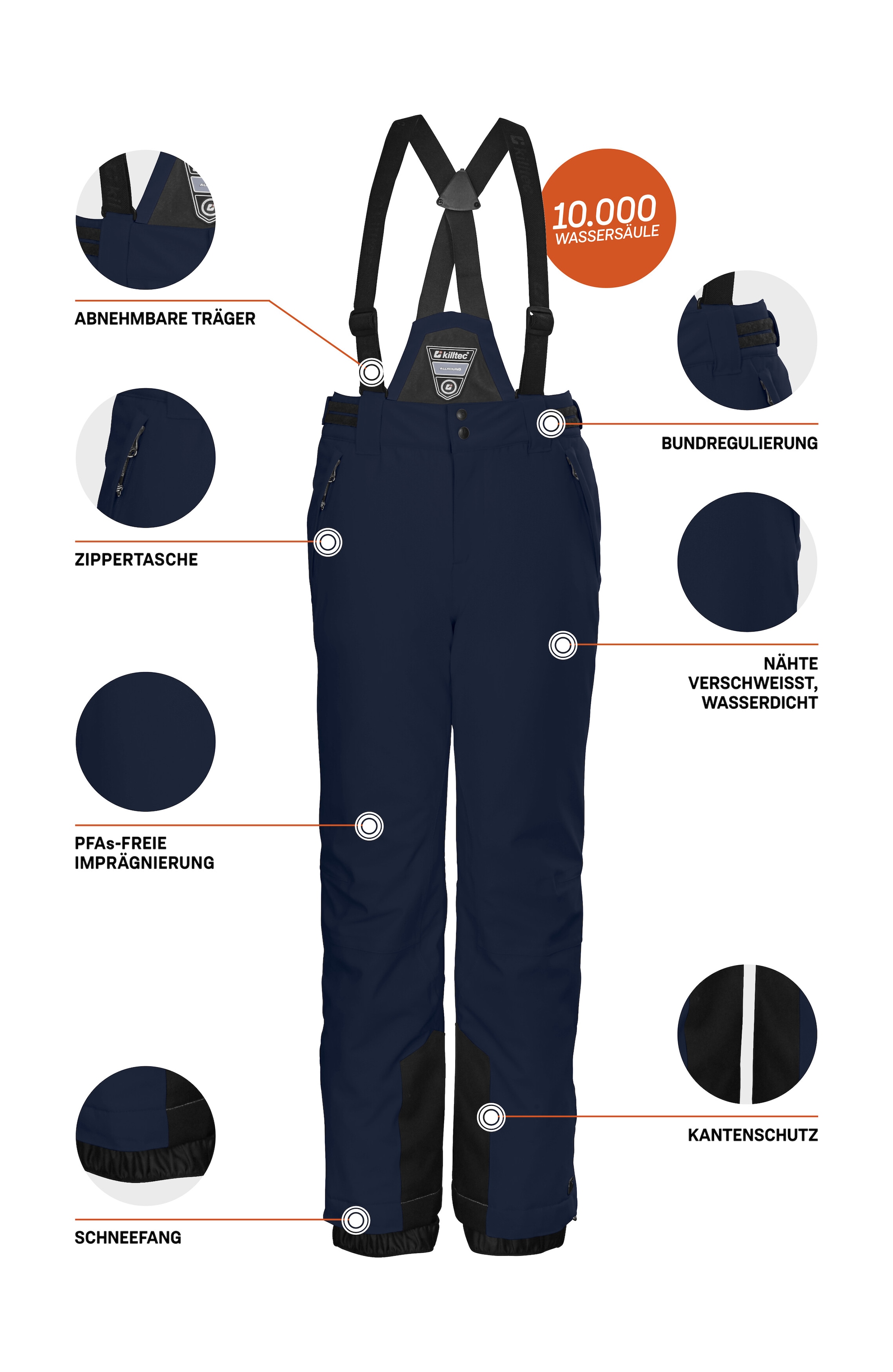 Killtec Skihose »KSW 77 GRLS SKI PNTS«, wasserdicht, atmungsaktiv, abnehmbarer Latz, verst. Seitenriegel