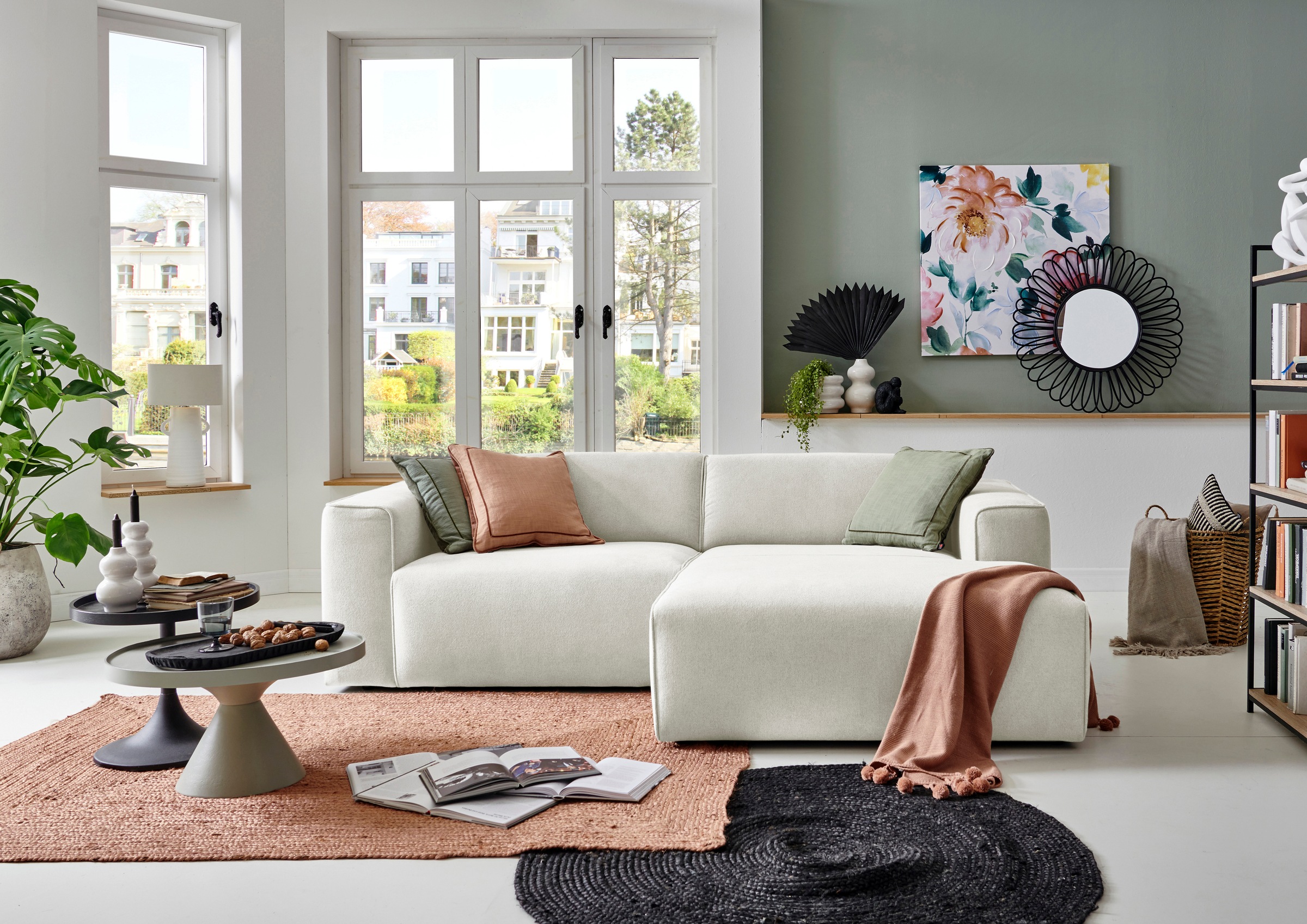 andas Ecksofa »Noord«, mit Kedernaht, Breite 234 cm, Cord, Struktur, Webstoff