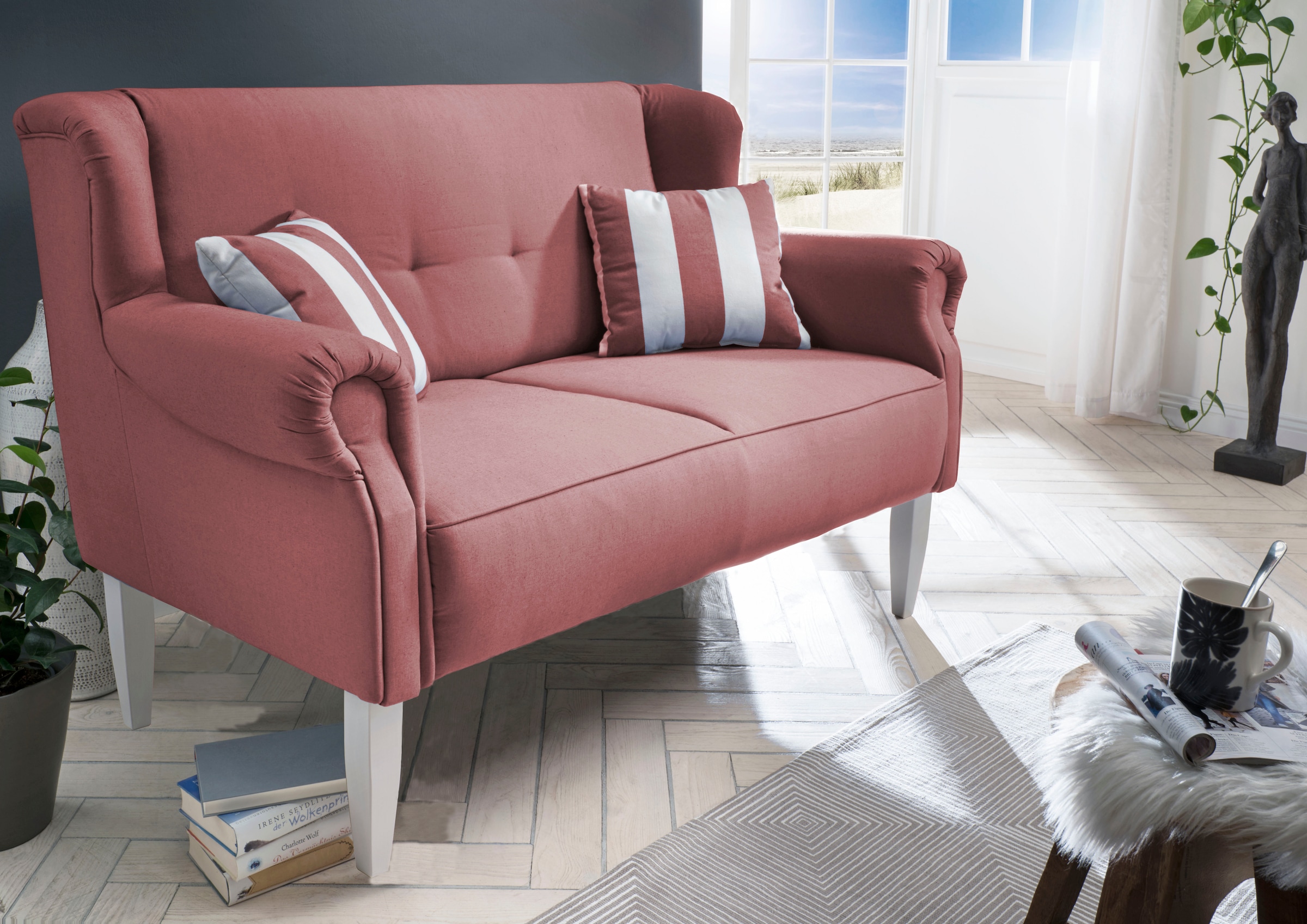 Home affaire Küchensofa "Moro Couch mit Federkern, bequem" inkl. 2 Stk. Zierkissen gestreift, verschiedenen Stoffe und Farben