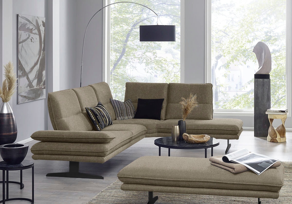 Ecksofa W.SCHILLIG "broadway, Designsofa, toller Sitzkomfort, zeitlos, elegant, L-Form", schwarz (pepper s22), B:284cm H:94cm T:224cm, Flachgewebe S22 (100% Polyester), Sofas, Ecksofa, Sitztiefenverstellung, Kopfteil- & Seitenteilverstellung, Breite 284cm