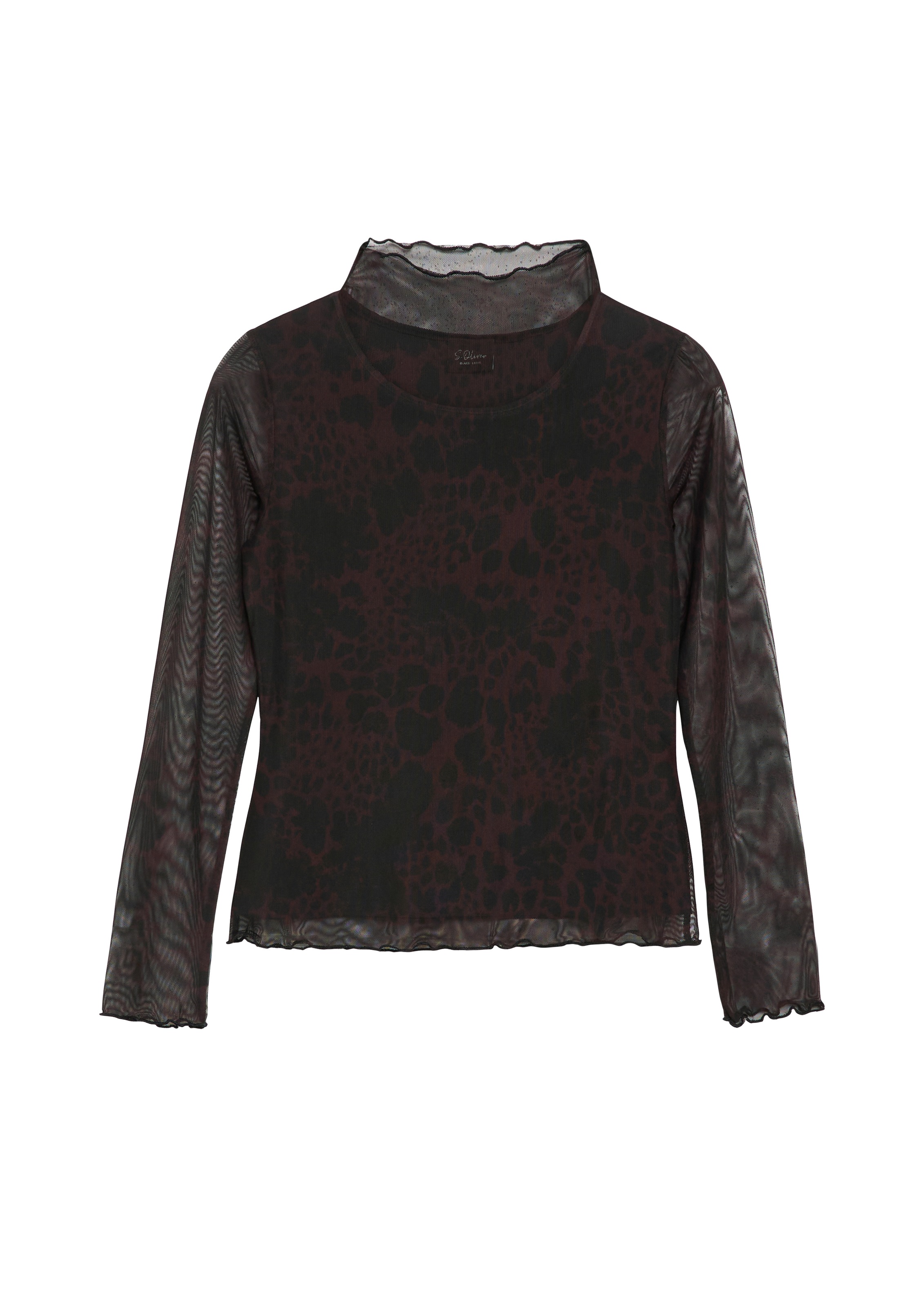 s.Oliver BLACK LABEL Langarmshirt Mesh-Shirt mit Animal-Print und transparenten Ärmeln