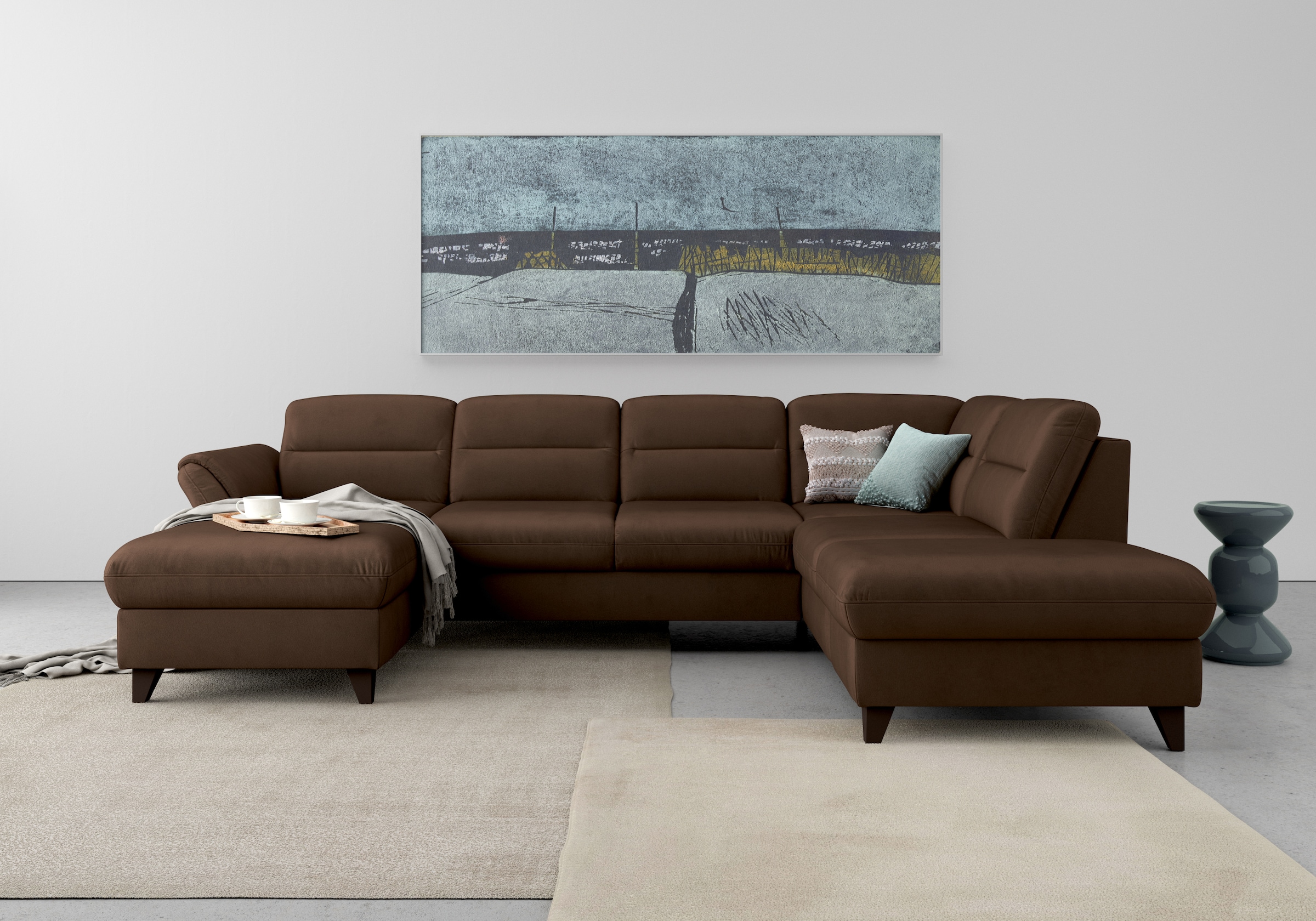 sit&more Wohnlandschaft "Mellum U-Form" Federkern, wahlweise mit Schlaffunktion, Stauraum und Armteilfunktion
