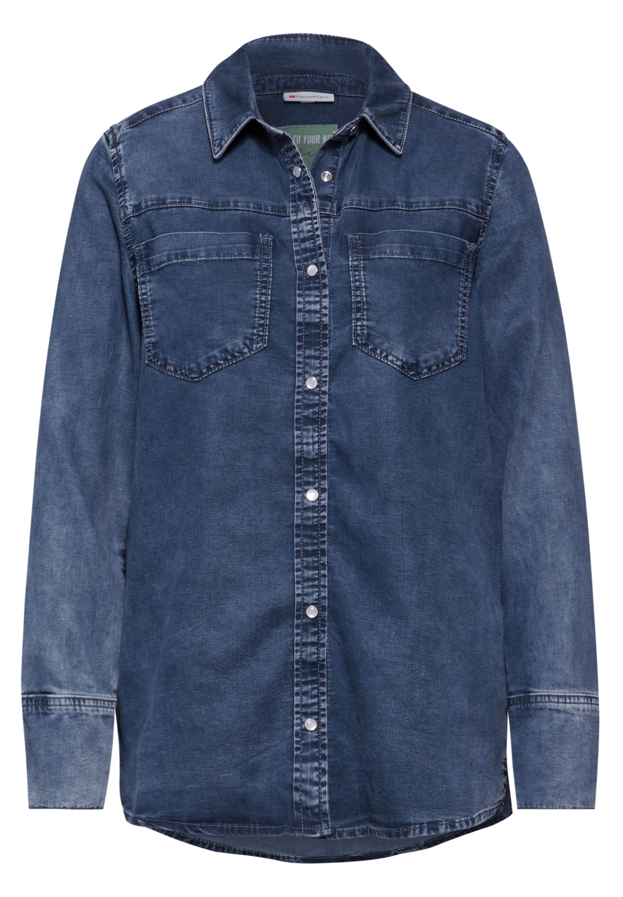 STREET ONE Jeansbluse, mit durchgehender Knopfleiste vorn