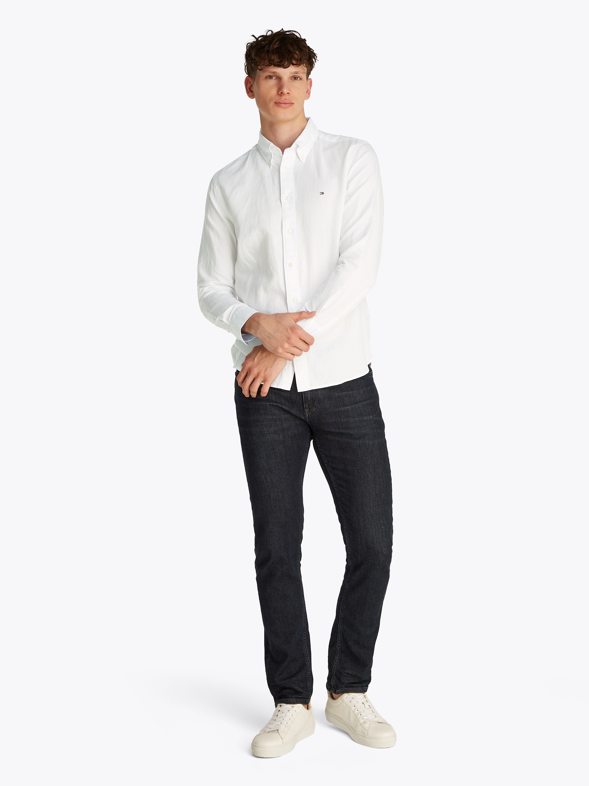 Thumbnail - Tommy Hilfiger Langarmhemd "LINEN BLEND SOLID Regular Fit SHIRT", mit Button-down-Kragen