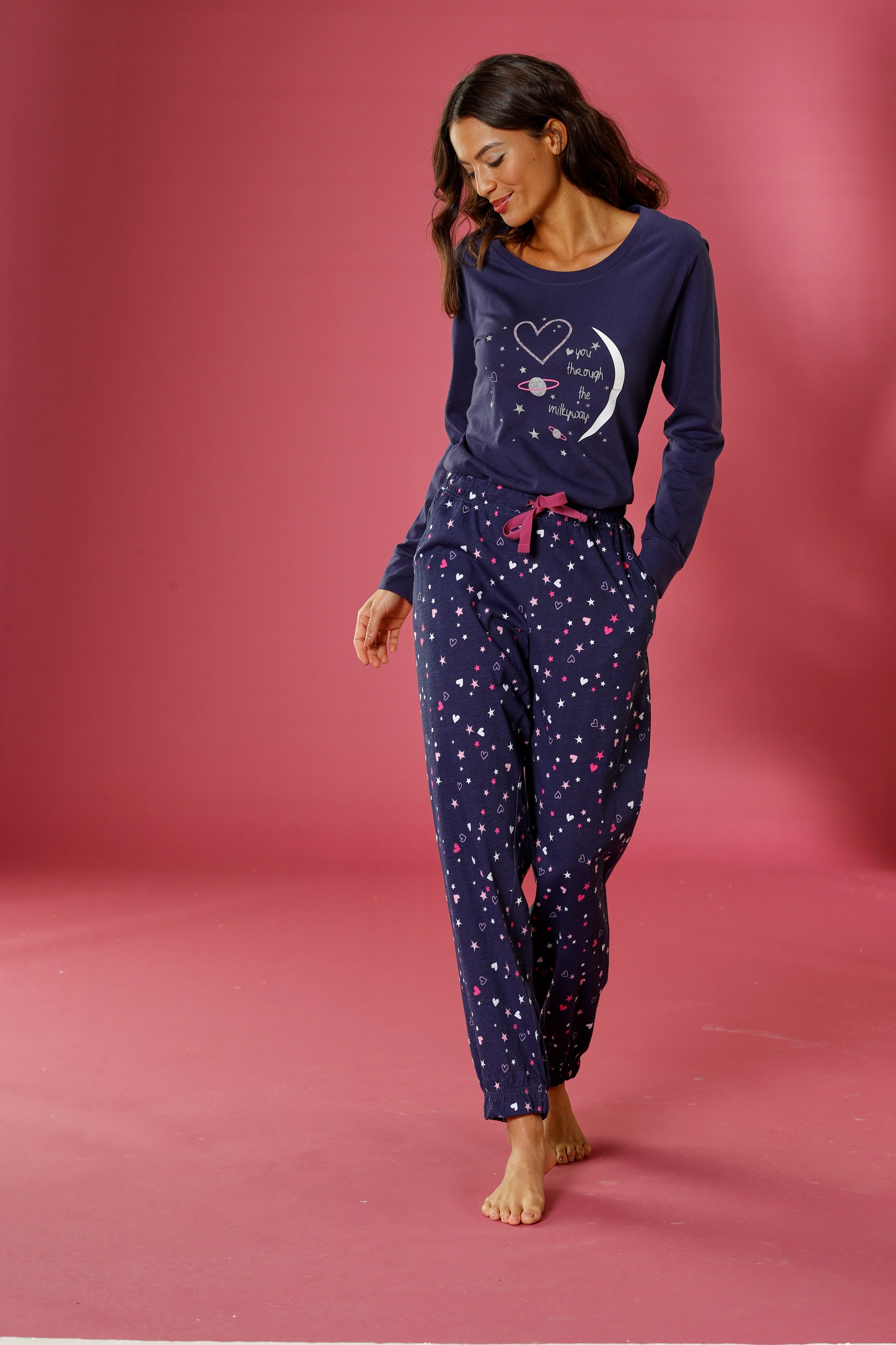 Vivance Dreams Pyjama, (2 tlg., 1 Stück), mit glitzerndem Print online  bestellen | BAUR