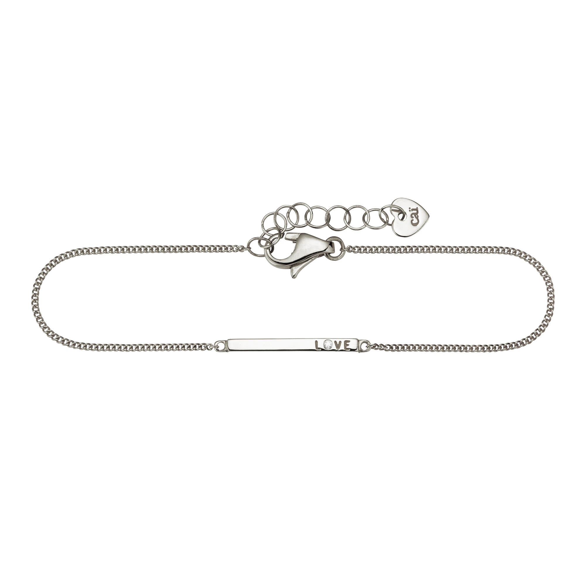 CAÏ Damen Armband "925/- Sterling Silber rhodiniert Zirkonia 15+3cm", 15+3cm, Silber 925 (Sterlingsilber)weiß, weiß, Silber 925 (Sterlingsilber),