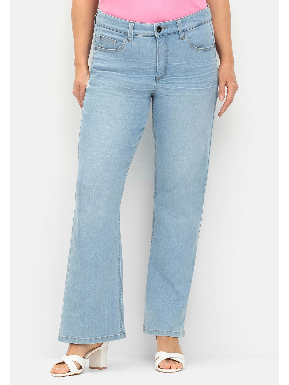Sheego Bootcut-Jeans »Große Größen«, mit Used-Effekten, extralang