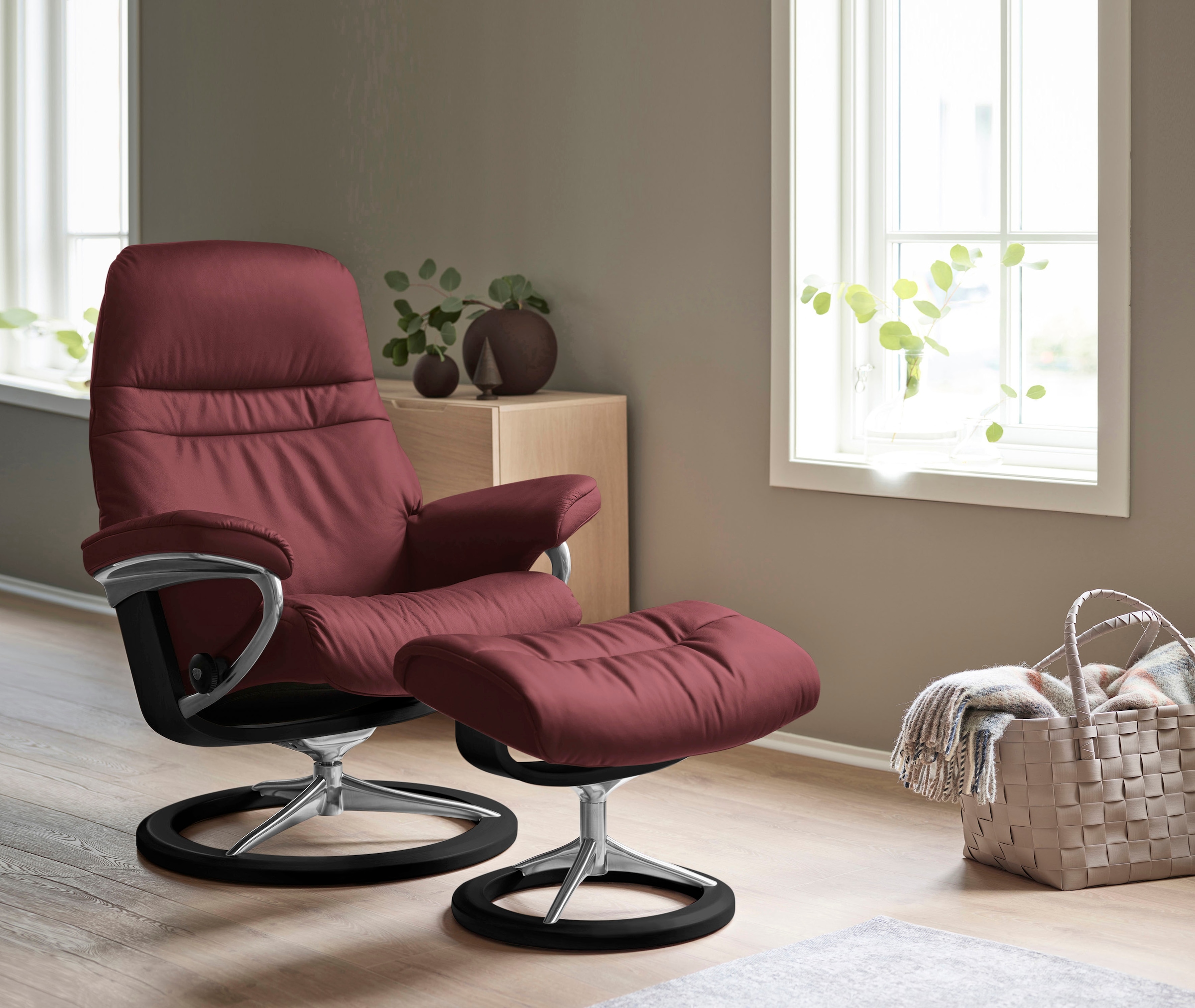 Stressless Relaxsessel "Sunrise" Relaxsessel mit Hocker, mit Signature Base, Größe S, Gestell Schwarz