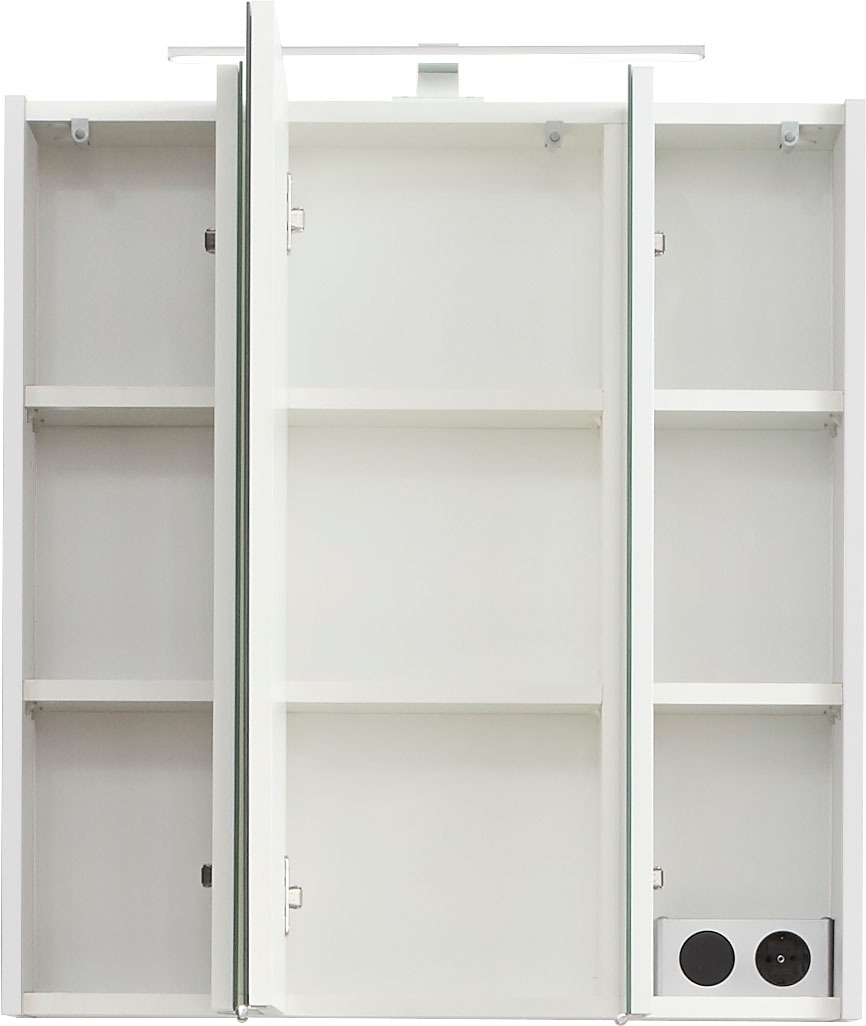 Saphir Badmöbel-Set »Quickset 4-teilig, Waschbeckenunterschrank mit LED-Spiegelschrank«, (4 St.), Unterschrank, Midischrank, inkl. Türdämpfer, 8 Türen, 2 Nischen