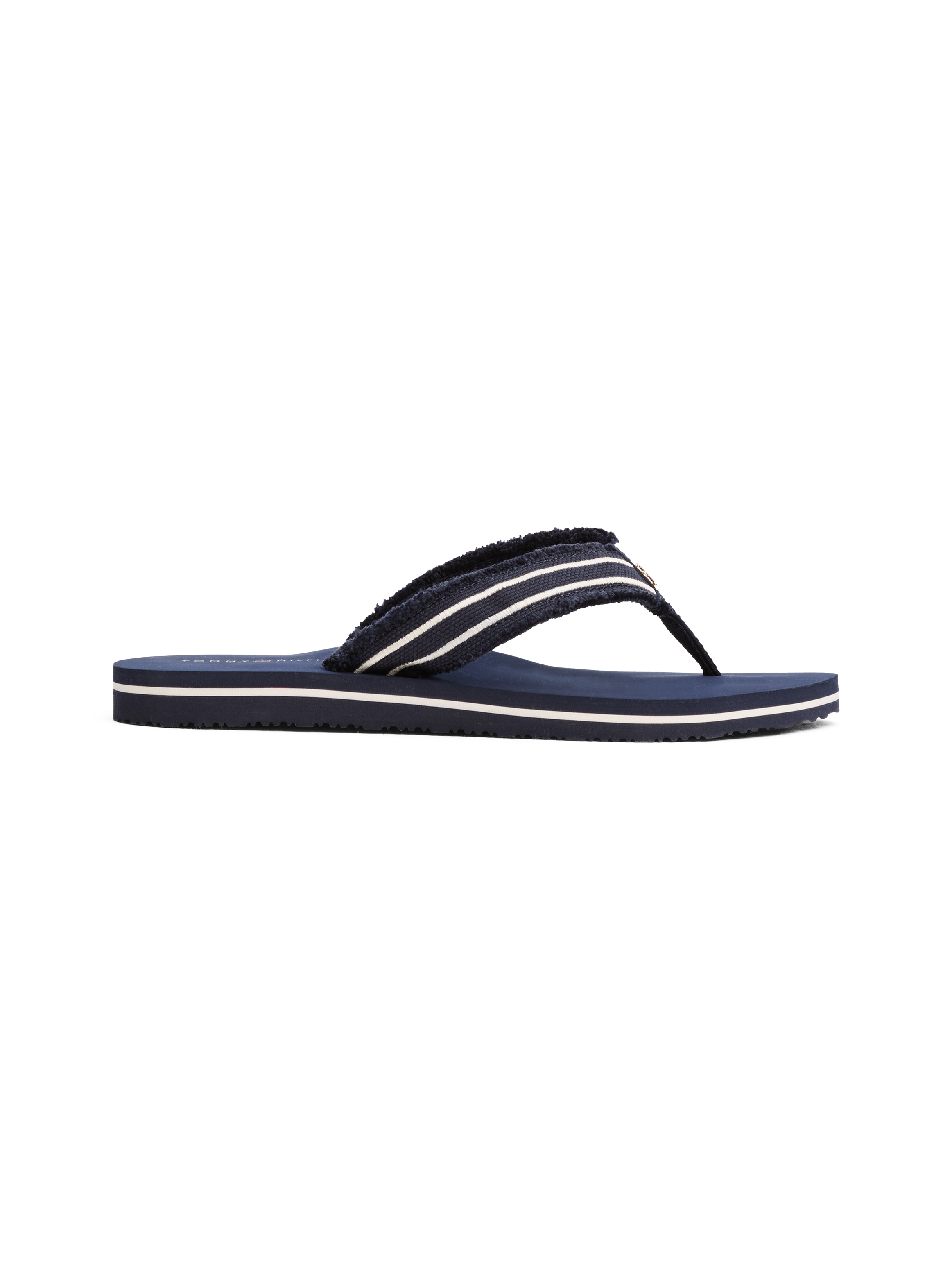 Tommy Hilfiger Zehentrenner »TH WEBBING BEACH SANDAL«, Dianette, Sommerschuh, Strandschuh mit ausgefranster Bandage