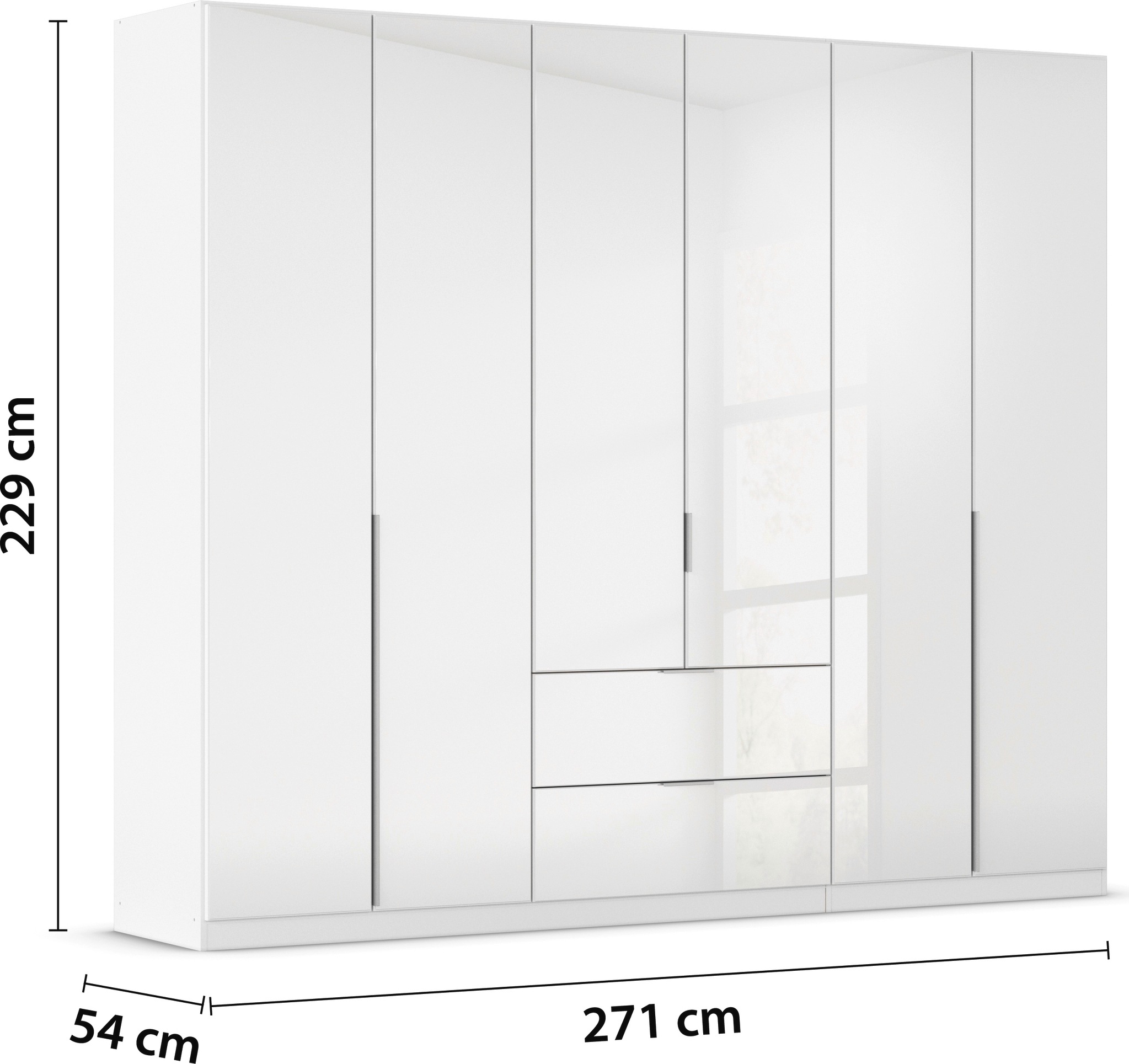 rauch Drehtürenschrank »Kleiderschrank Kleiderschränke Schrank Garderobe AGORDO mit Glasfront«, (in zwei Griff-Farben mit Glasfront), mit Außenschubkästen, in 6 Breiten und 2 Höhen MADE IN GERMANY