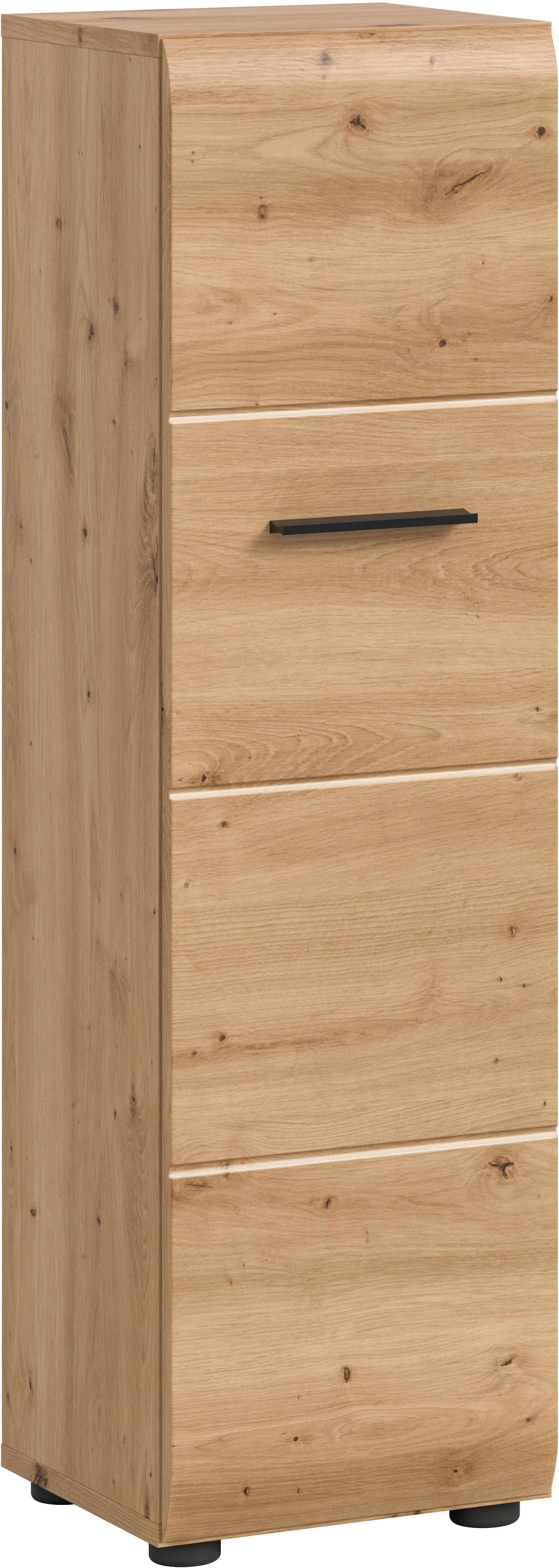 welltime Stauraumschrank "FLORENZ, Höhe 106 cm, 1 Tür, 4 Fächer, stehend & hängend montierbar" TOPSELLER, 1 Stk. tlg. Türanschlag wechselbar, hochwertige MDF Front, Badschrank, Bad