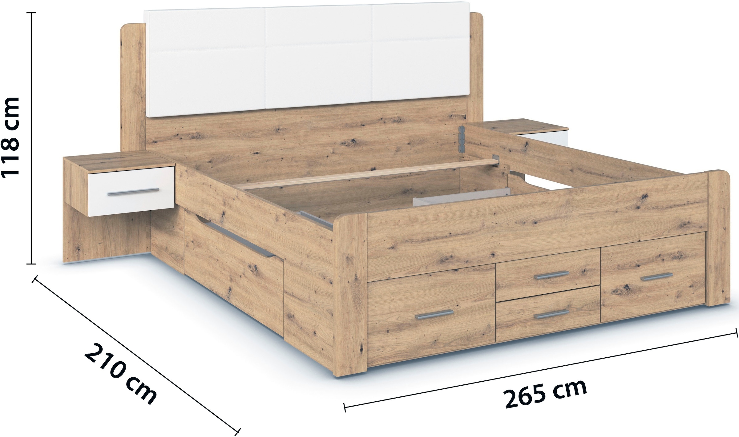rauch Schlafzimmer-Set »Komplettschlafzimmer Schlafzimmer Stauraumbett MADE IN GERMANY« Set, Liegefläche 180x200, Schrank Maße B/H/T: 271/210/54 cm, 4 tlg. tlg.