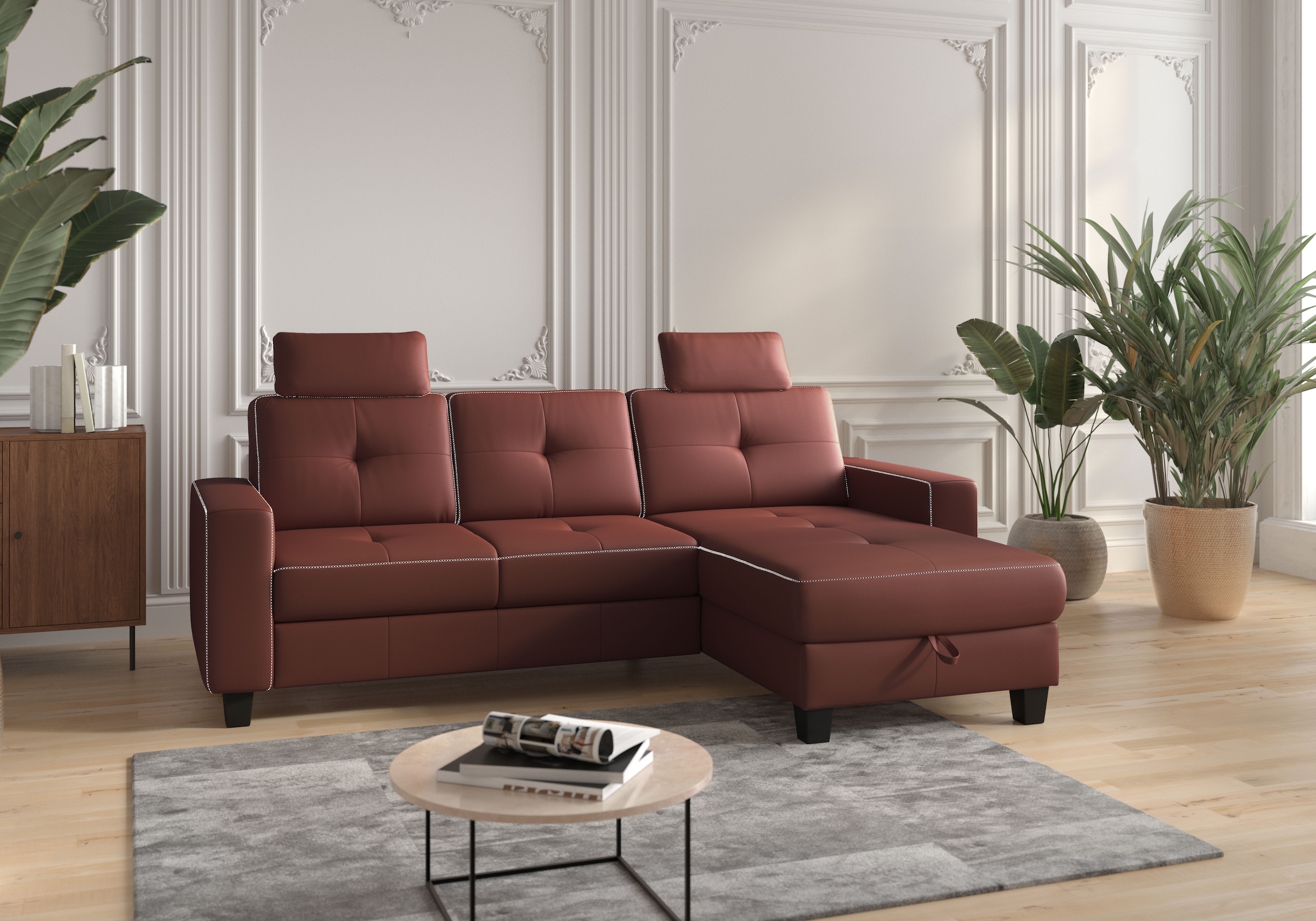 Places of Style Ecksofa »Varese«, wahlweise mit Bettfunktion und Bettkasten