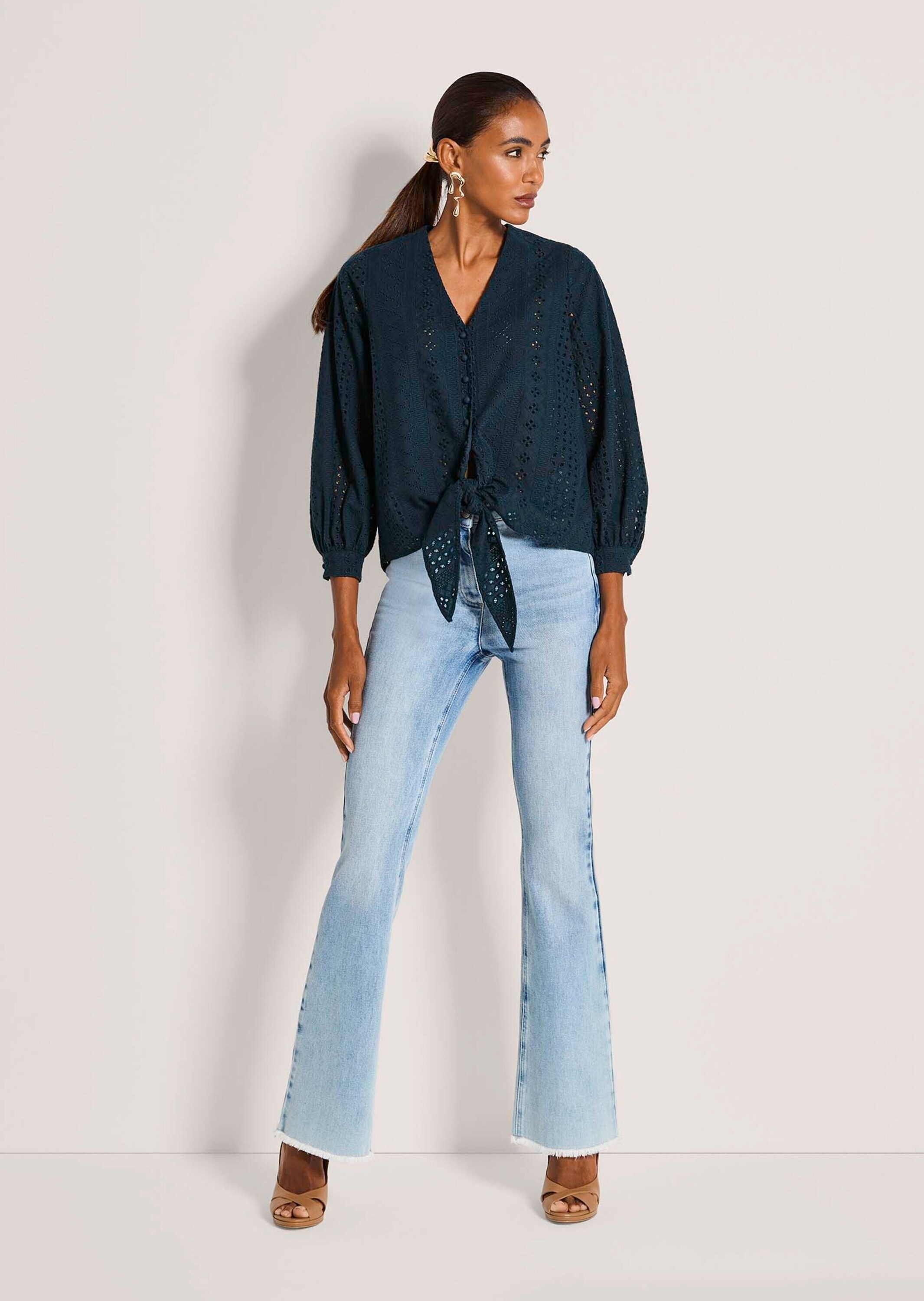 MADELEINE Langarmbluse "Spitzenbluse Baumwollbluse zum Knoten" Spitzenbluse günstig online kaufen